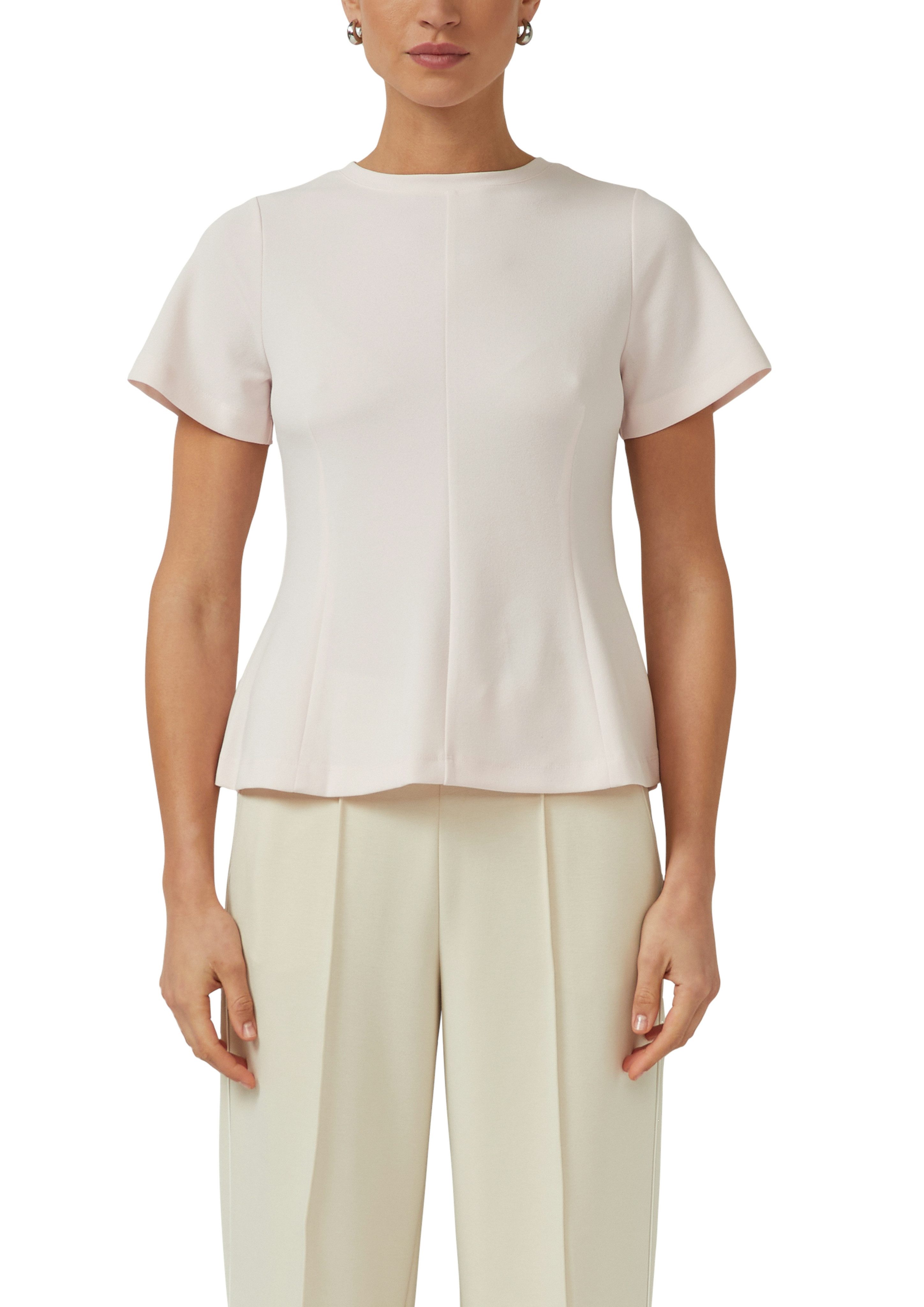s.Oliver BLACK LABEL Kurzarmshirt mit ausgestelltem Rumpfabschluss