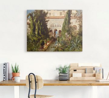 Artland Leinwandbild Der Garten des Generalife bei Granada, Garten (1 St), auf Keilrahmen gespannt