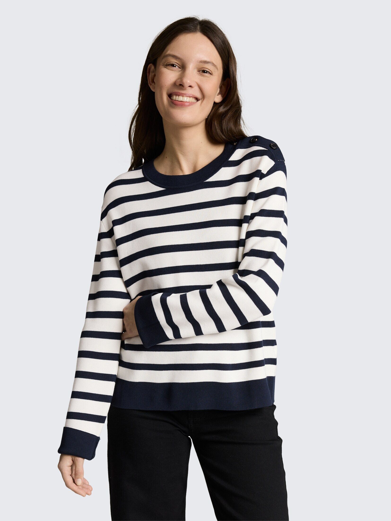 TOM TAILOR Strickpullover Pullover & Strickjacken Strickpullover mit Streif günstig online kaufen