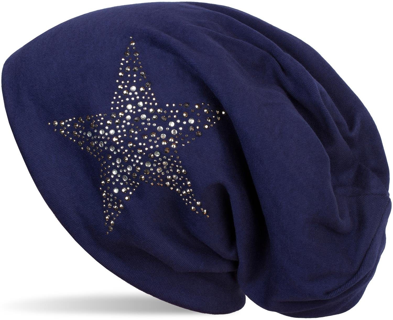 Beanie Beanie Mütze mit Strass Nieten Stern
