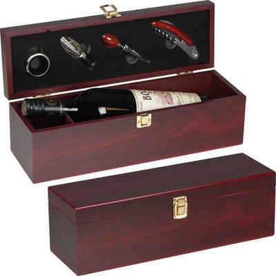 Livepac Office Trinkflasche Weinbox aus Holz für 1 Flasche mit Kellnermesser