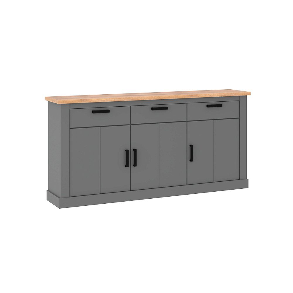 Lomadox Sideboard PADBORG-129, Kommode 170cm, anthrazit mit Eiche