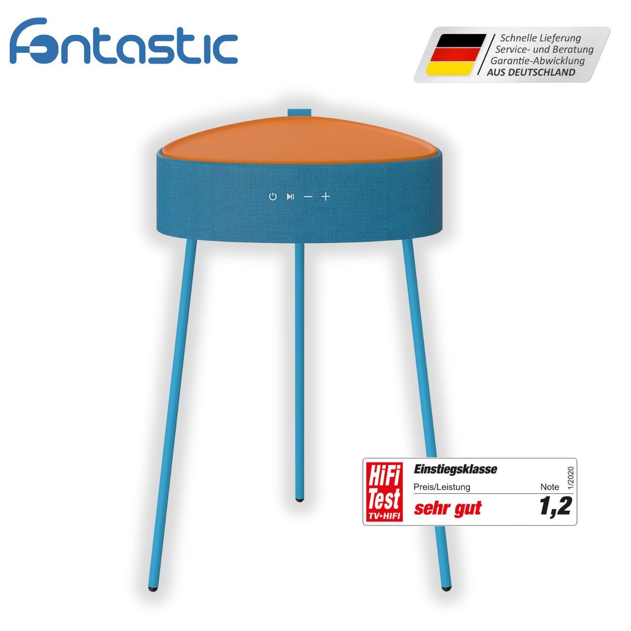 fontastic Mesu blau Stand-Lautsprecher (24 W, drahtlos BT)