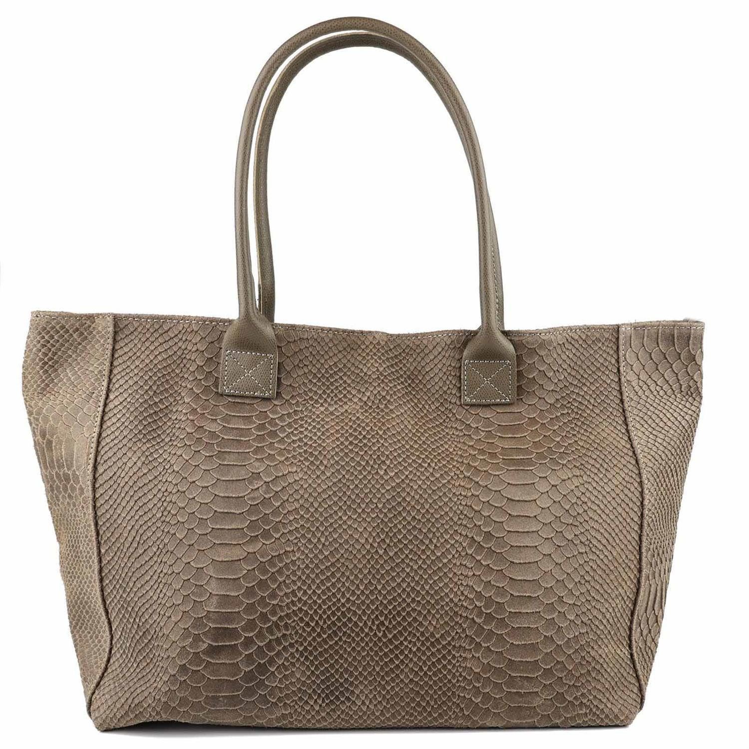 ITALYSHOP24 Shopper Made in Italy Damen Leder Tasche Schlange Prägung Tote günstig online kaufen