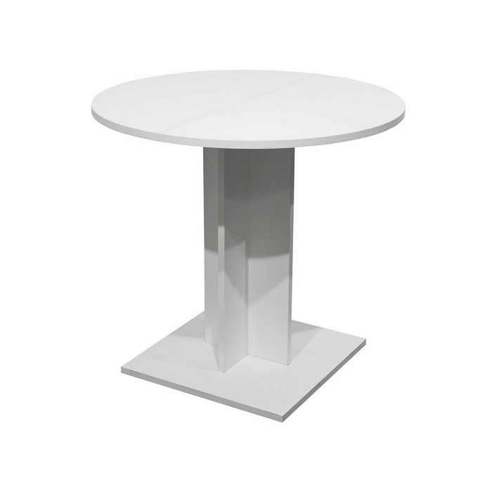 möbelando Esstisch Judd I runder Tisch mit Ausziehfunktion Durchmesser 80/120 cm in Farbausführung weiß Nachbildung Made in Germany