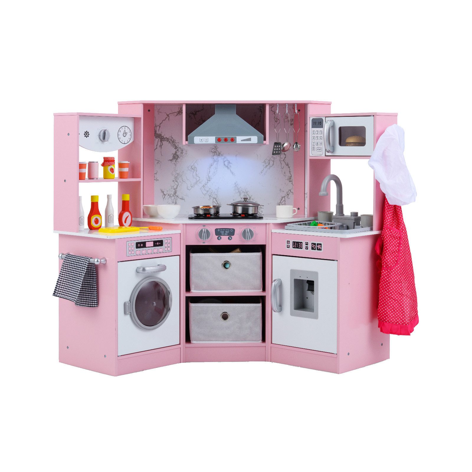 COSTWAY Spielküche, Kinderküche, Holzküche Eck, für Kinder günstig online kaufen