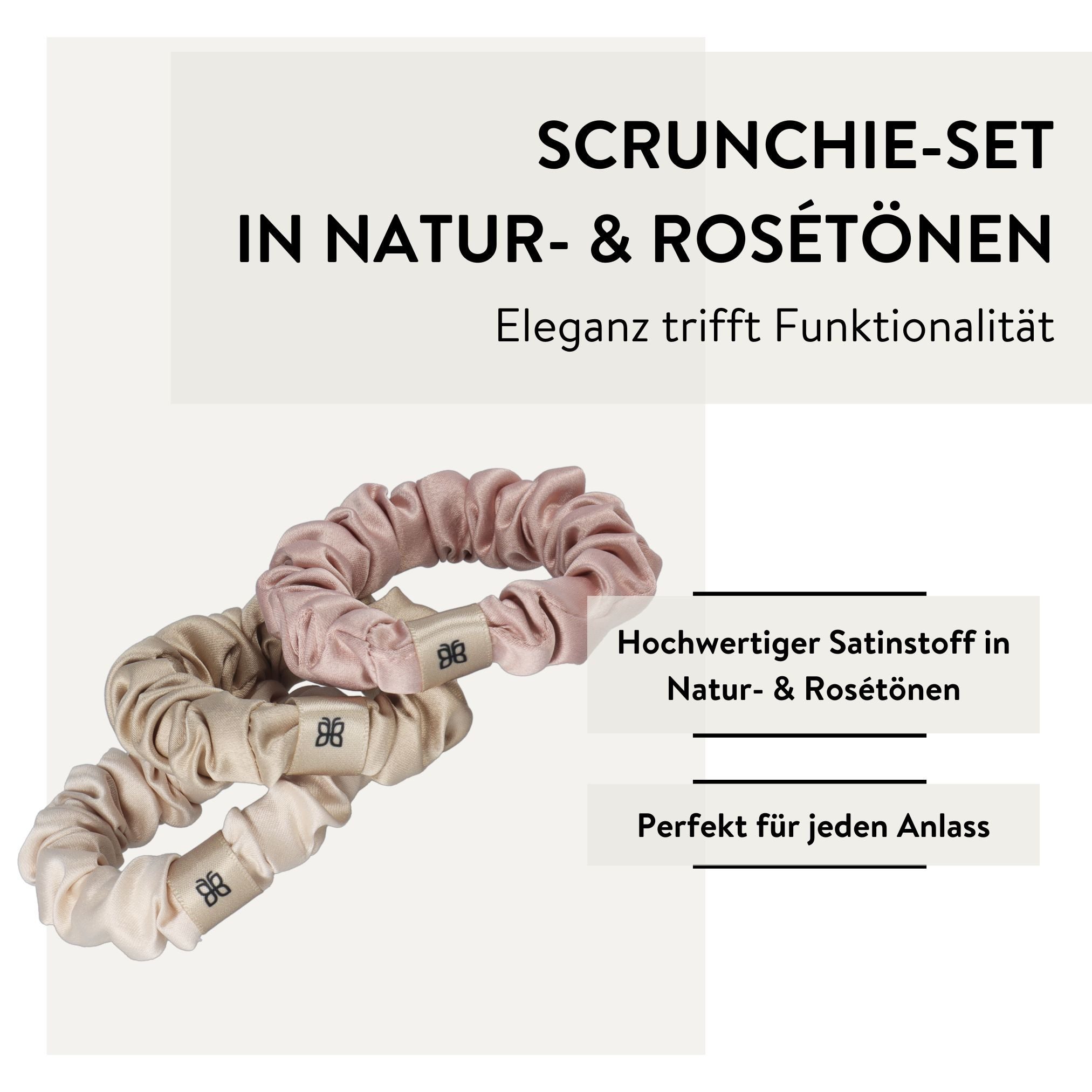 PARSA Beauty Haargummi Signature Collection Scrunchie 3er Set in Rosé & Beige