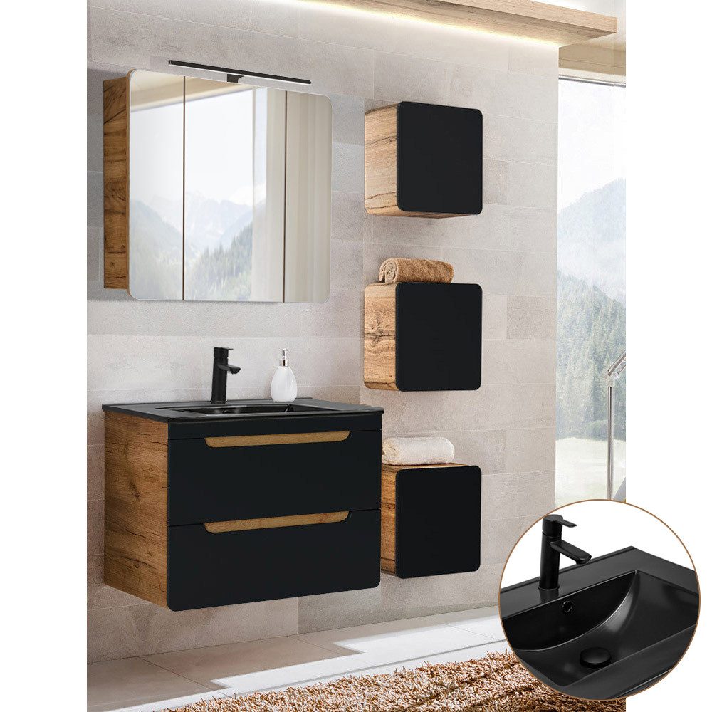 Lomadox Badmöbel-Set NEW-LUTON, (Spar-Set, 5-St), Eiche günstig online kaufen