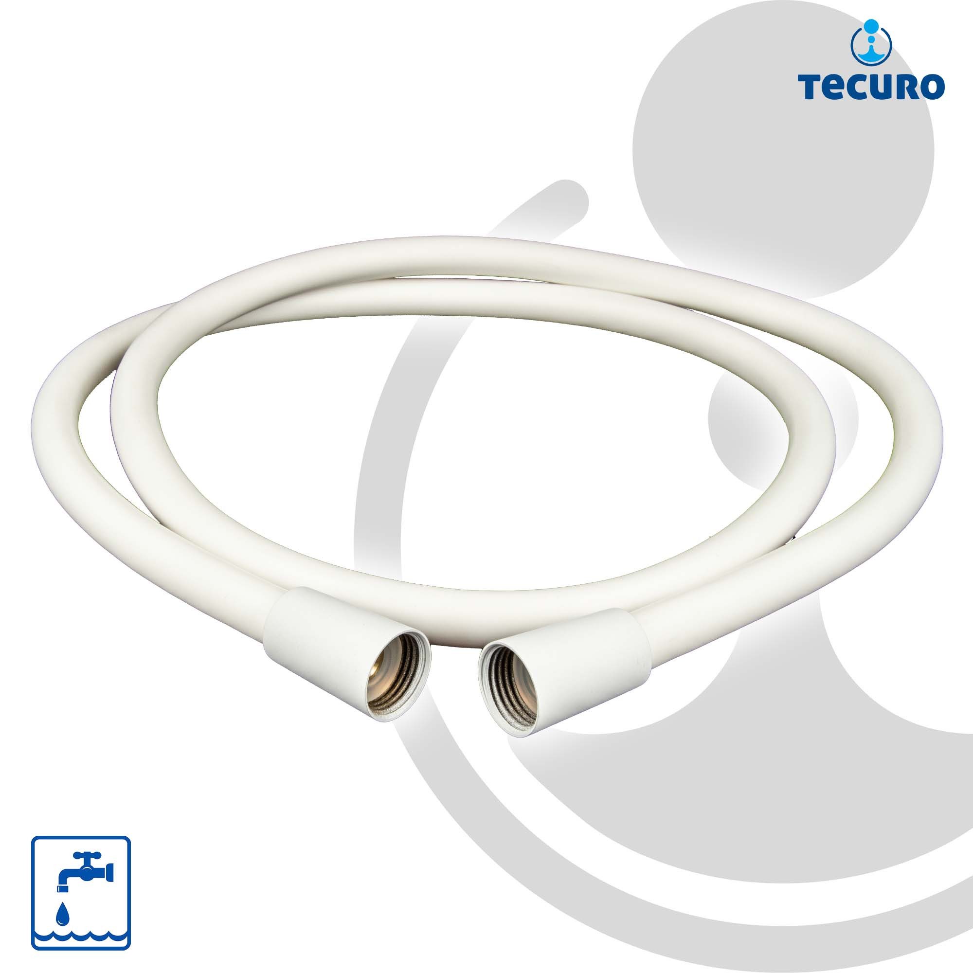 tecuro Brauseschlauch PREMIUM Brauseschlauch Duschschlauch - matt weiß - glatte Oberfläche