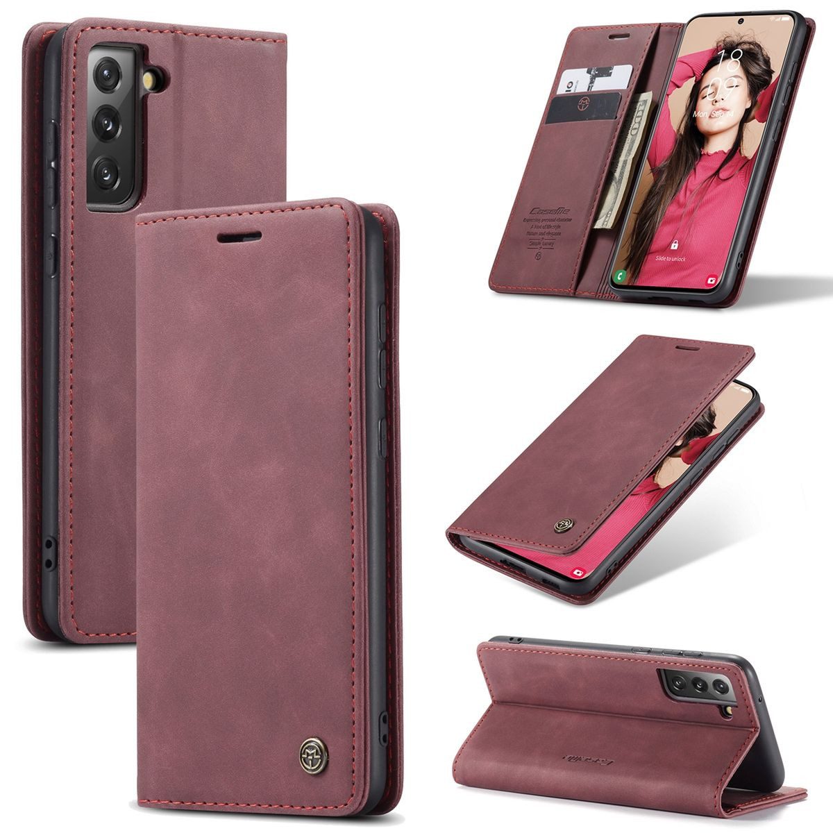 König Design Handyhülle Samsung Galaxy S21 FE, Schutzhülle Schutztasche Case Cover Etuis Wallet Klapptasche Bookstyle