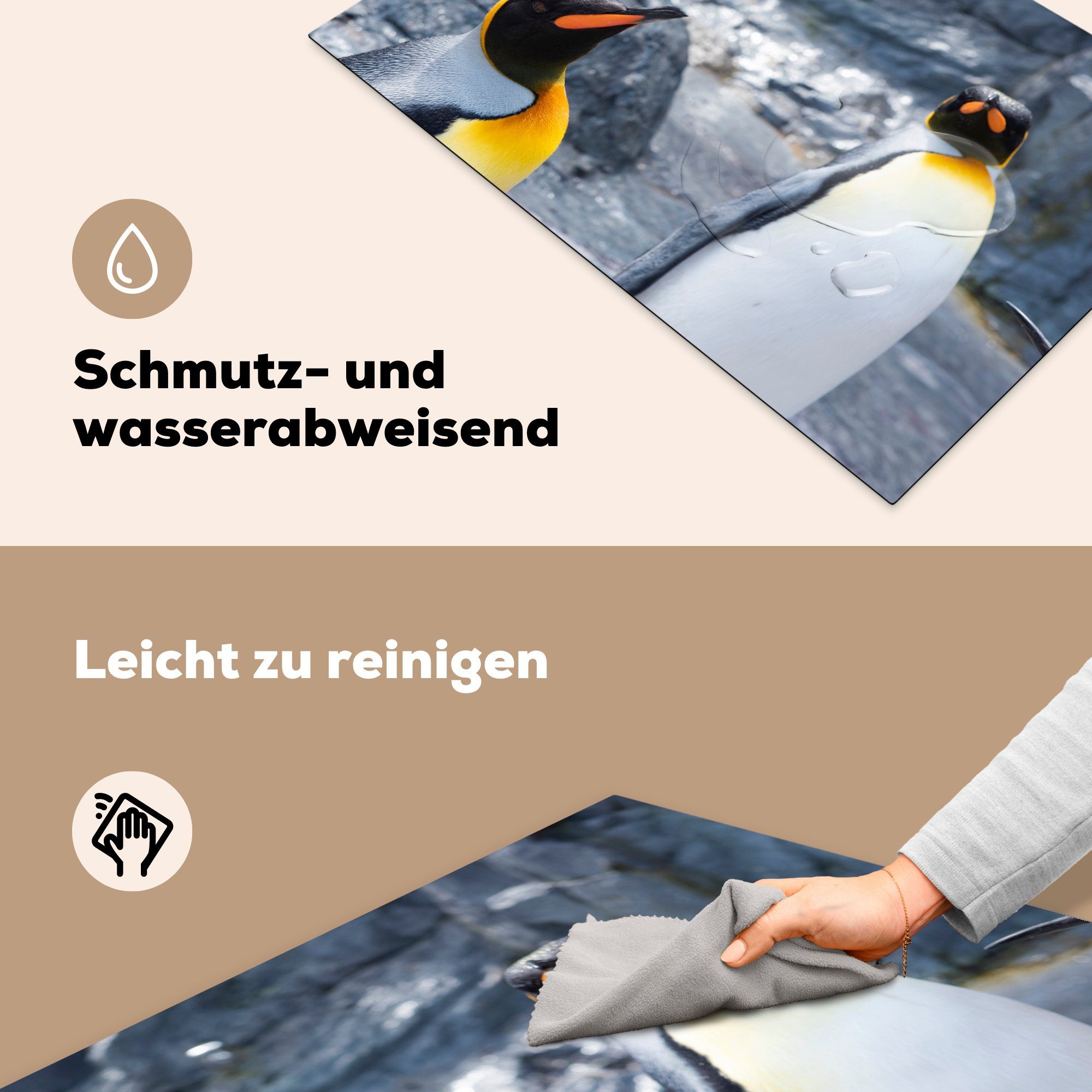 MuchoWow Herdblende-/Abdeckplatte felsigen Ceranfeldabdeckung für Induktionskochfeld Gebiet, küche, in Pinguine Vinyl, die Schutz (1 einem Zwei cm, 81x52 tlg)