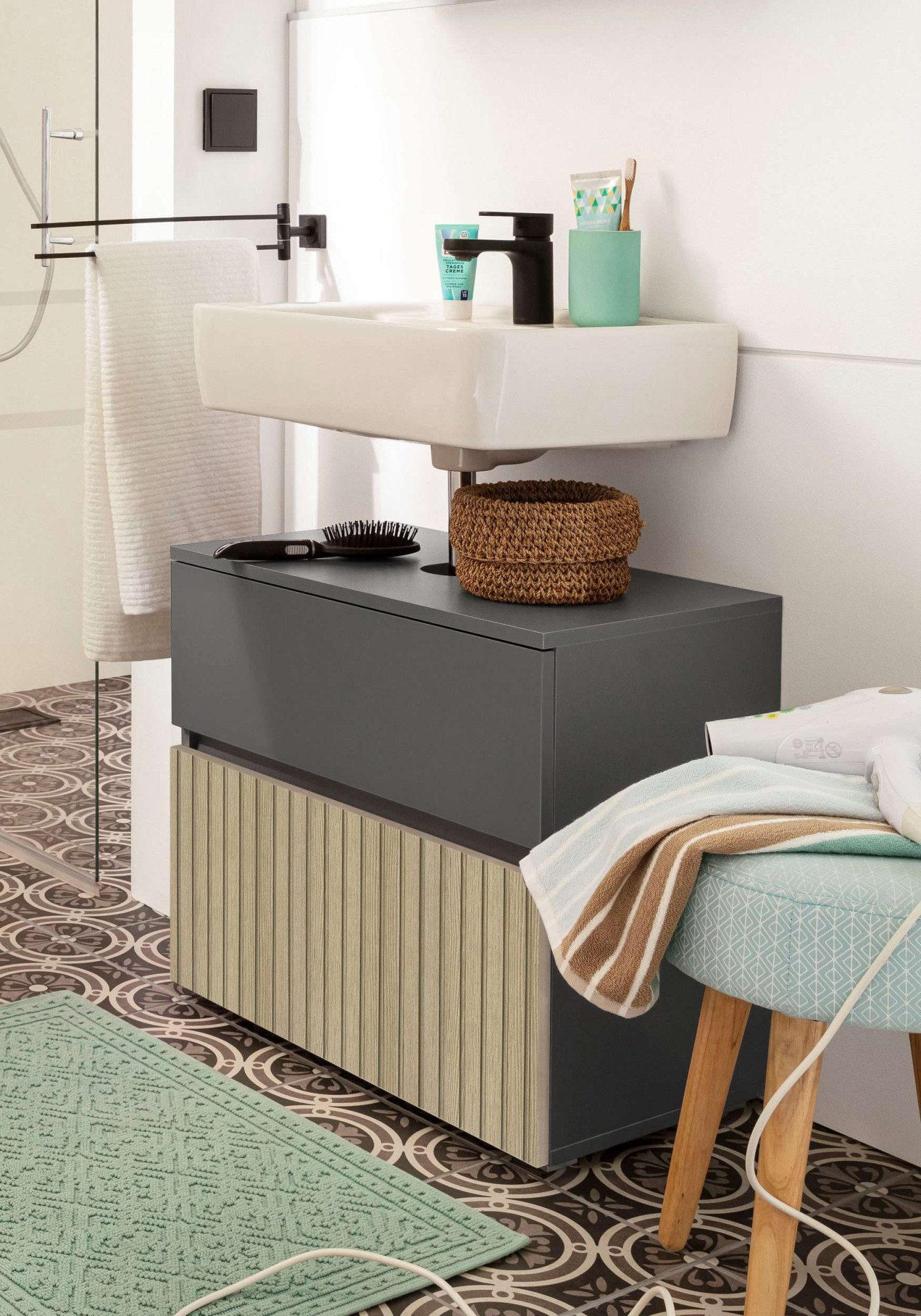 Home affaire Waschbeckenunterschrank Wisla Siphonausschnitt, Push-to-open-F günstig online kaufen