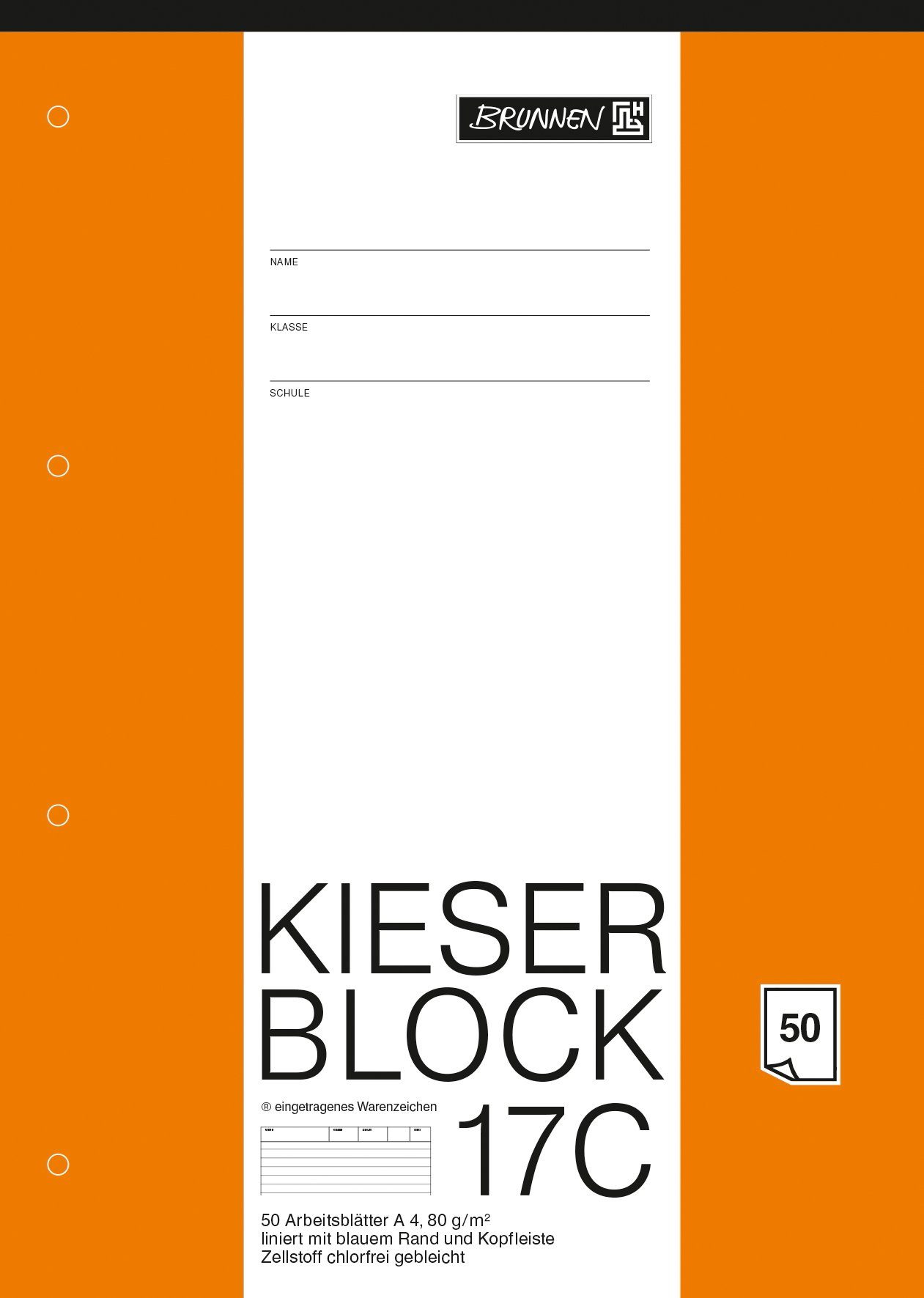 BRUNNEN Notizblock BRUNNEN 1042927 KIESER-Block A4 KIESER 07 0017 C, liniert, Lin. 21