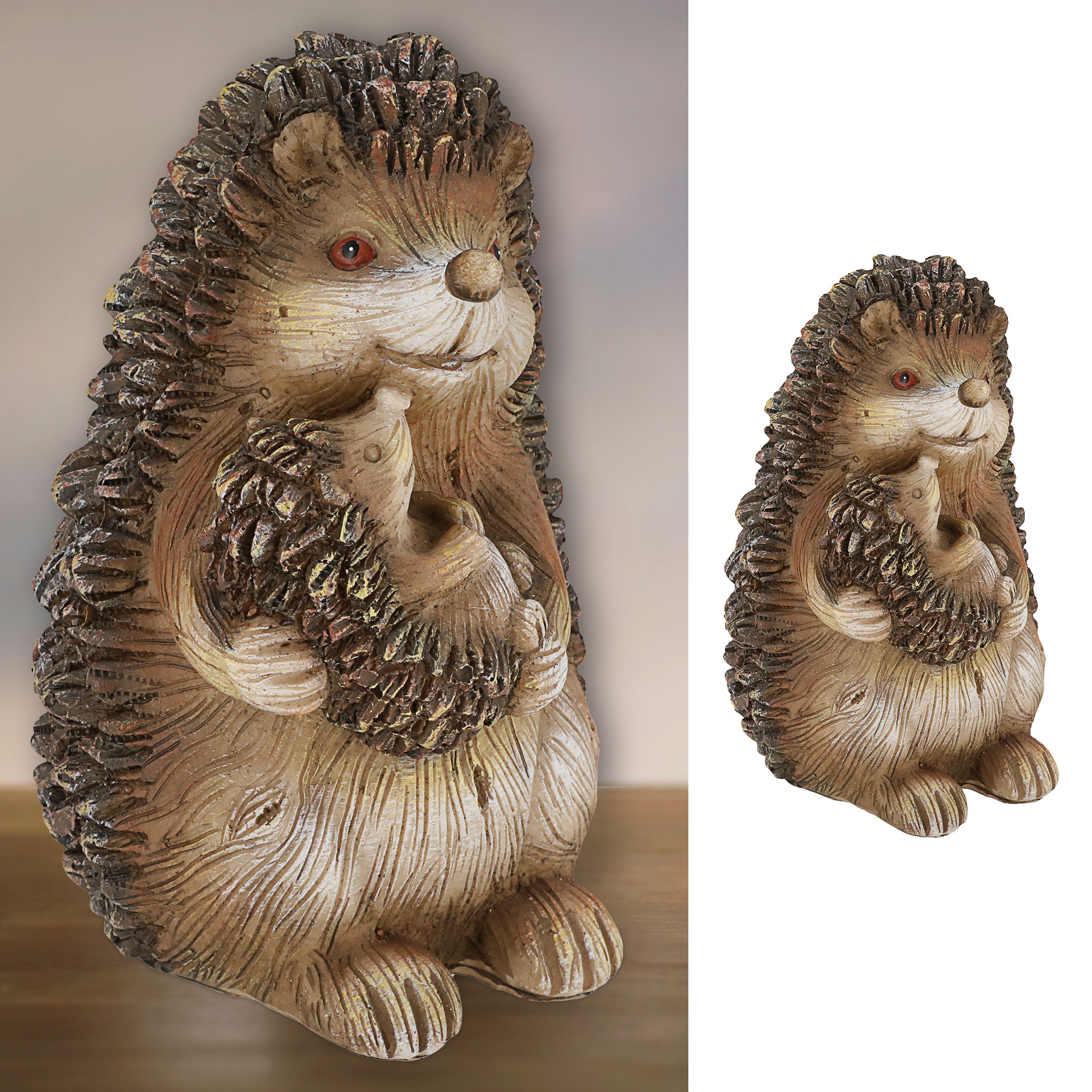 Dekofigur Igel Mama mit Kind 11,5x17,5cm Polyresin Dekofigur Gartendekoration