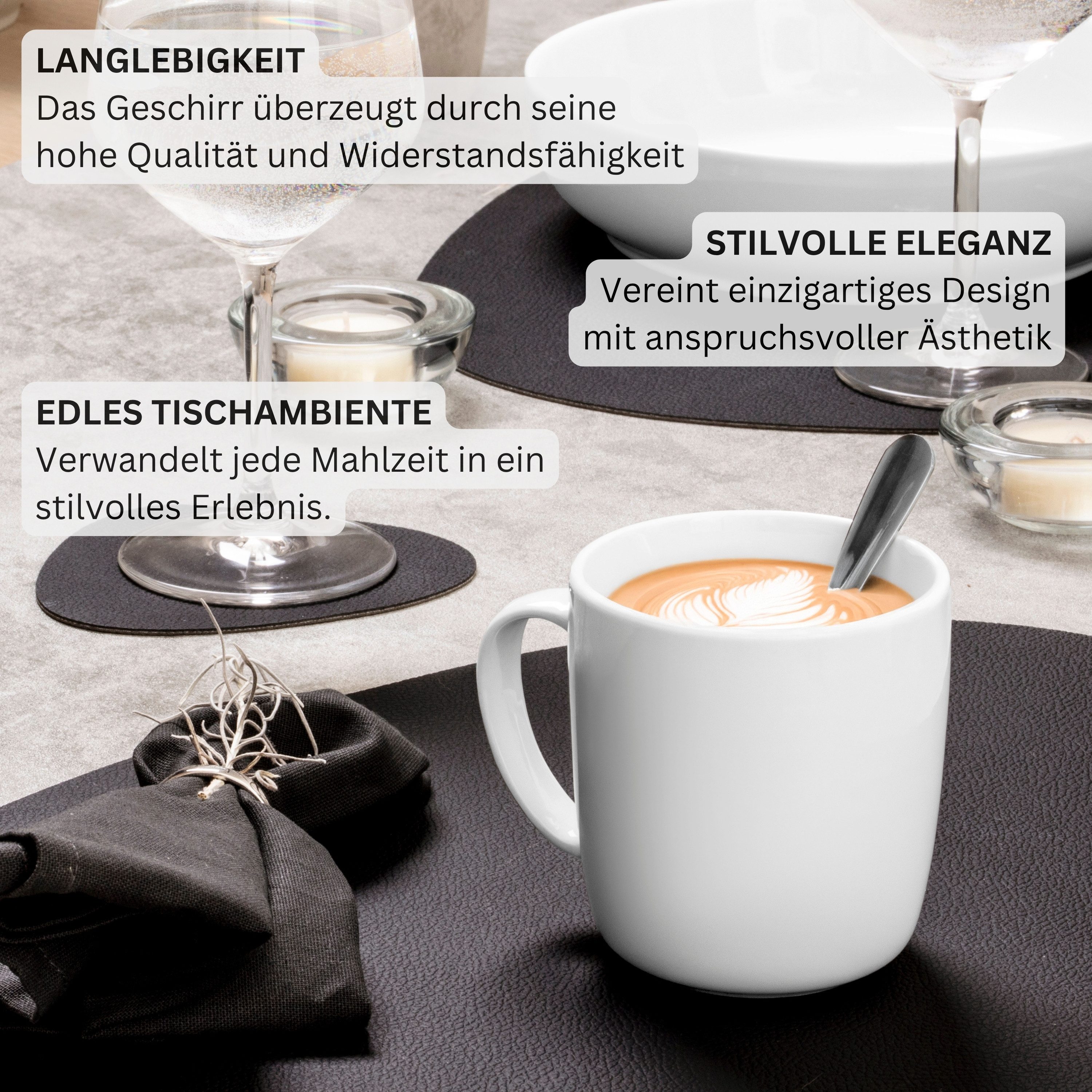 SÄNGER Tafelservice Marlo Geschirrset (24-tlg), 6 Personen, Porzellan, Marlo Kombiservice, erweiterbar, Weiß, Premium Collection – Bild 5 von 5