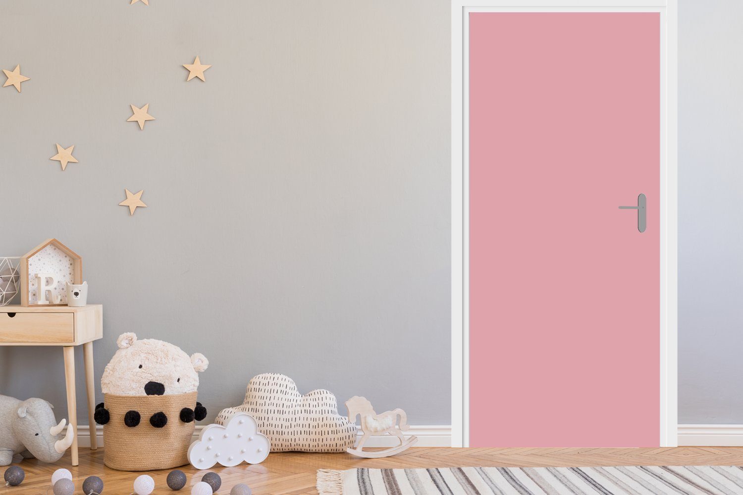 MuchoWow Türtapete Rosa - Farben - Innenraum - Einfarbig - Farbe, Matt, bedruckt, (1 St), Selbstklebende Tapete, Folie für Möbel, 75x205 cm