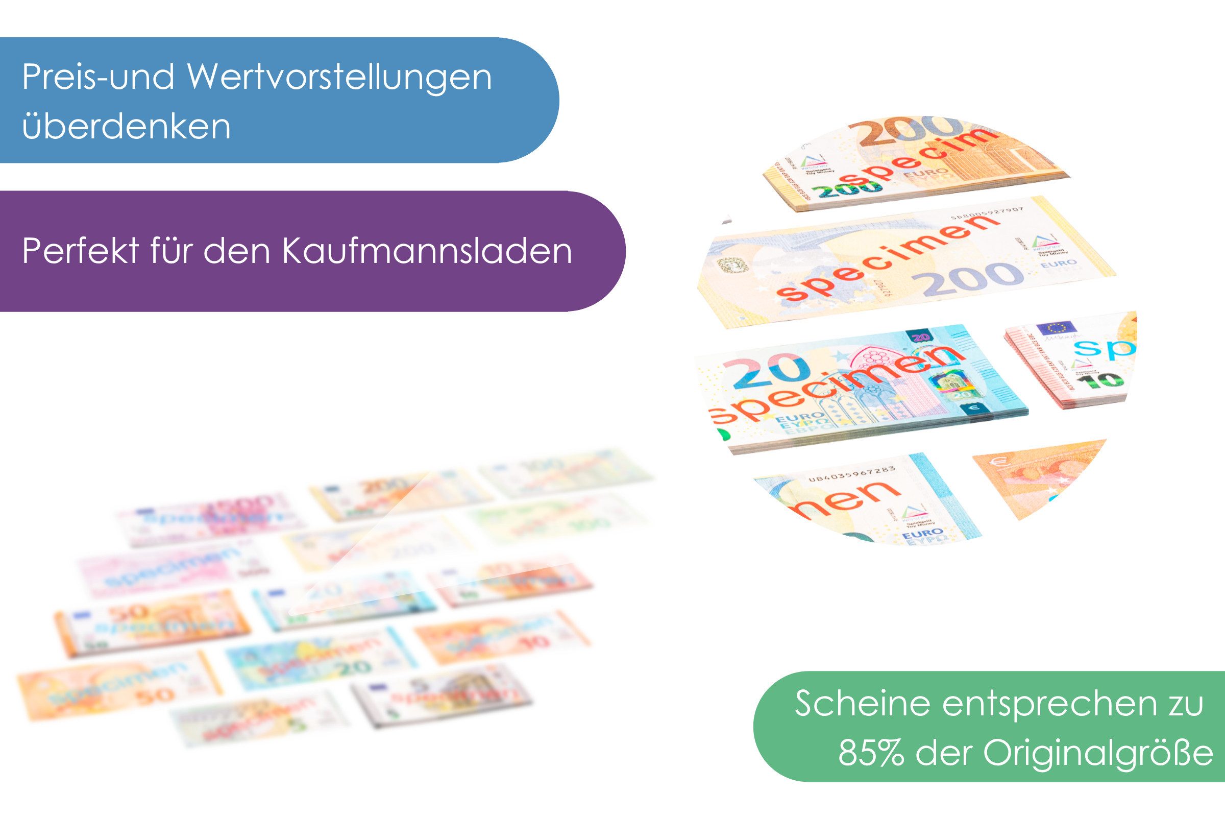 Wissner® aktiv lernen Lernspielzeug Spielgeld Scheine kleiner Satz (40 Scheine), RE-Plastic®