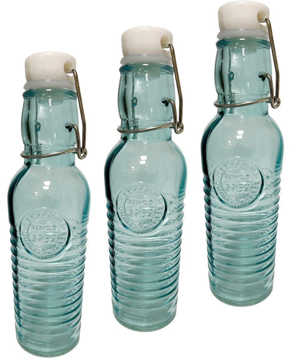 Emilja - Trinkflasche 3 1732 250ml Glasflaschen mit Stück Bügelverschluss