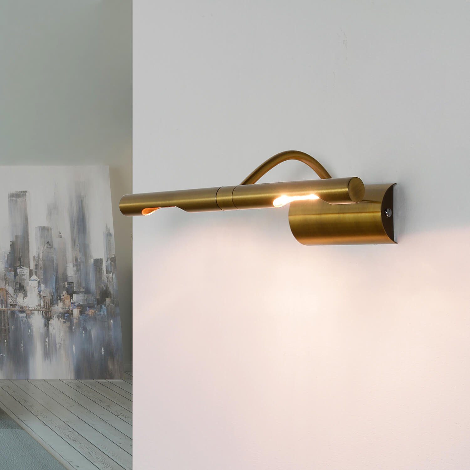 Licht-Erlebnisse Wandleuchte BILDERLEUCHTE, ohne Leuchtmittel, Bilderlampe  in Bronze 2x G9 verstellbar Wand Beleuchtung