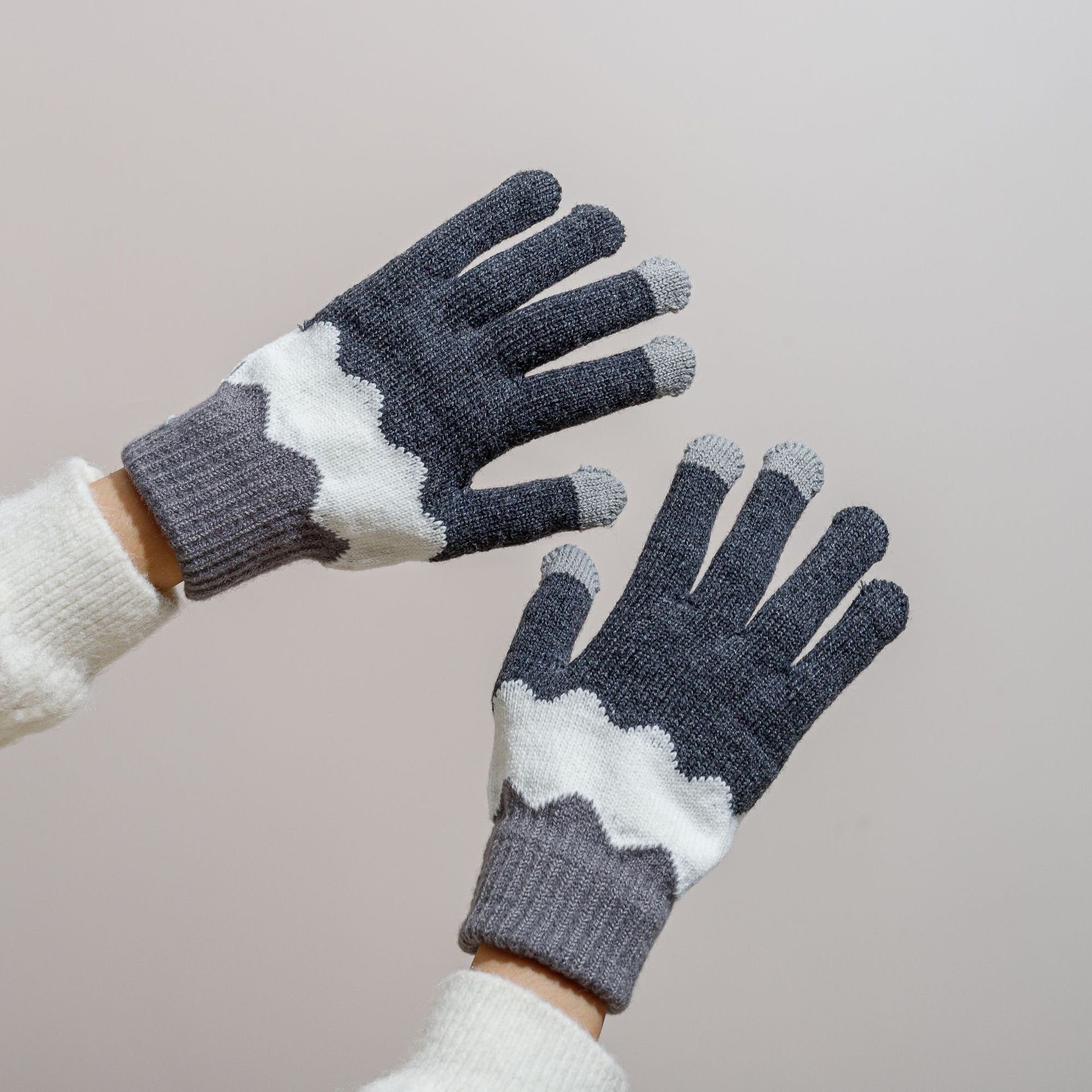 Warm gestrickte Winter Strickhandschuhe Handschuhe Paar ZanMax 1 Handschuhe Stil Touchscreen 1