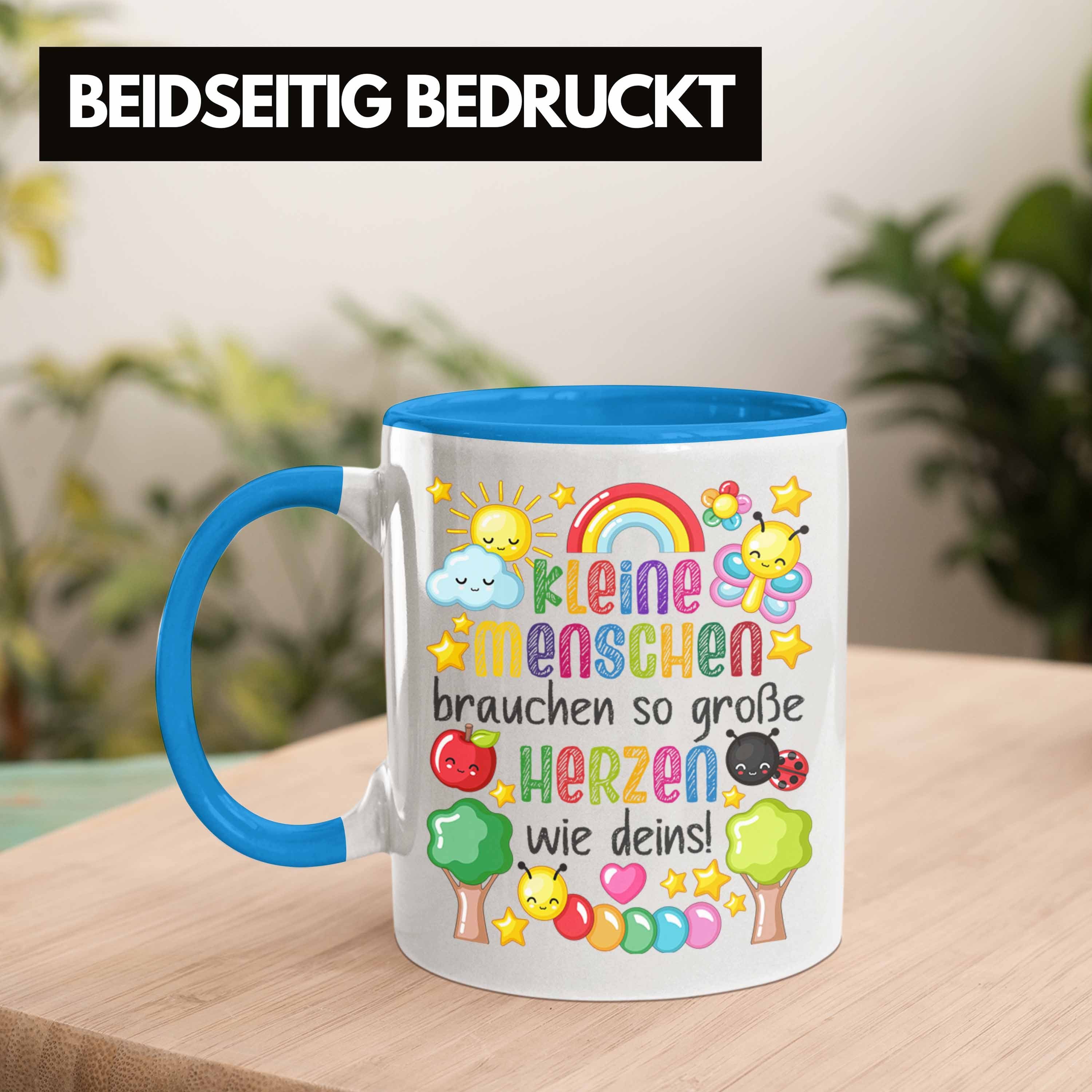 Tasse Brauchen Erzieherin Menschen Blau Trendation Kleine Danke Dankeschön Dein Trendation Geschenk Herz Kindergärtnerin Spruch - Abschiedsgeschenk Tasse Beste