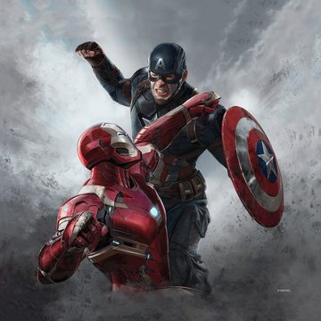 Komar Leinwandbild Keilrahmenbild - Captain America vs. Iron Man - Größe 30 x 30 cm, Disney (1 St)