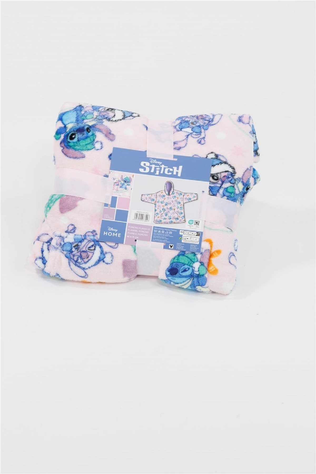 Lilo & Stitch Poncho - Bequemer Überwurf mit Kapuze in Einheitsgröße (1-St) geeignet für Kinder von 7-14 Jahren