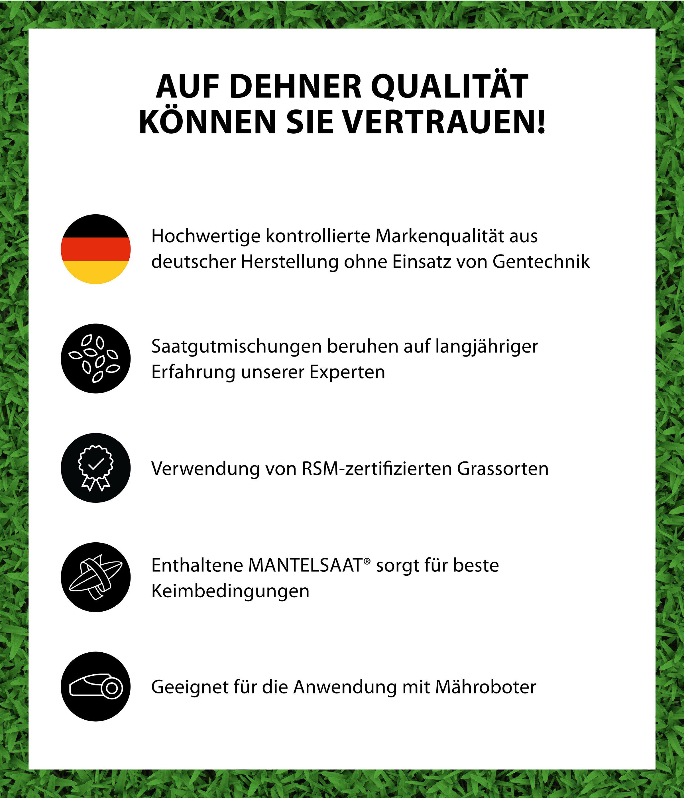 Dehner Rasensamen Trockenrasen Saatgut, trockenresistent, pflegeleicht, versch. Größen, Für ca. 100 m², schnell keimend, strapazierfähig, ideal bei Hitze
