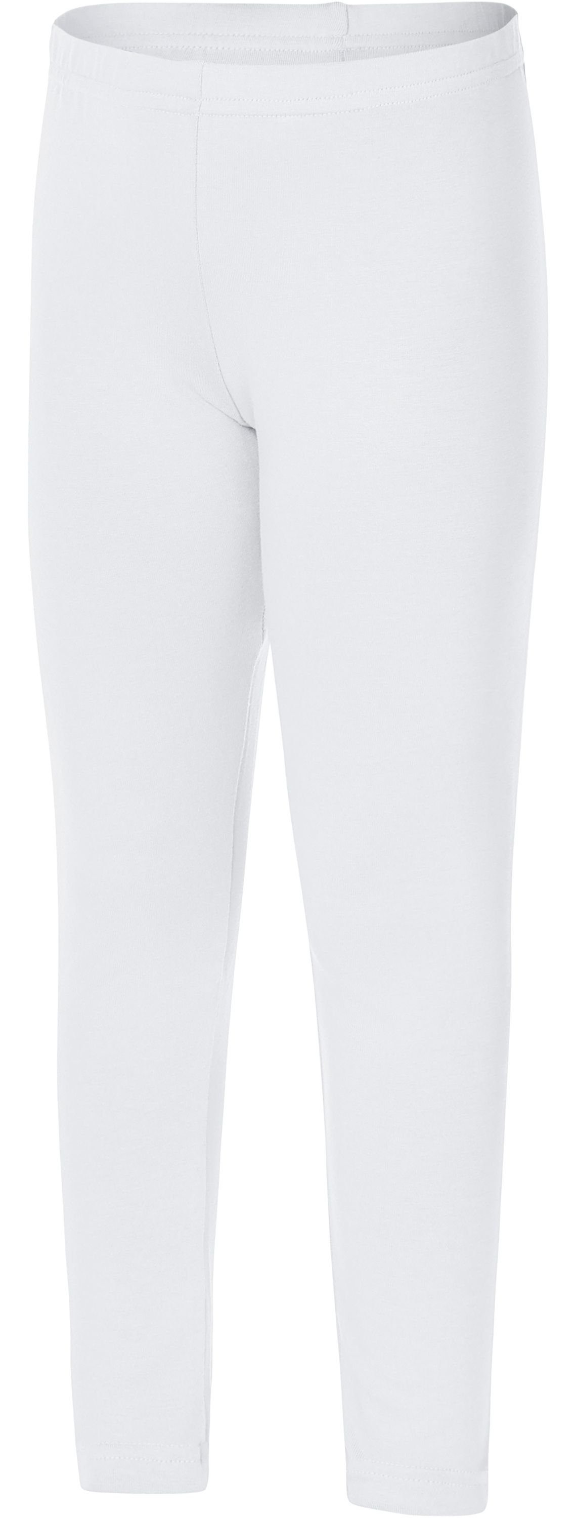Baumwolle Bund Style MS10-225 elastischer Leggings Mädchen (1-tlg) Lange Leggings aus Merry Weiß