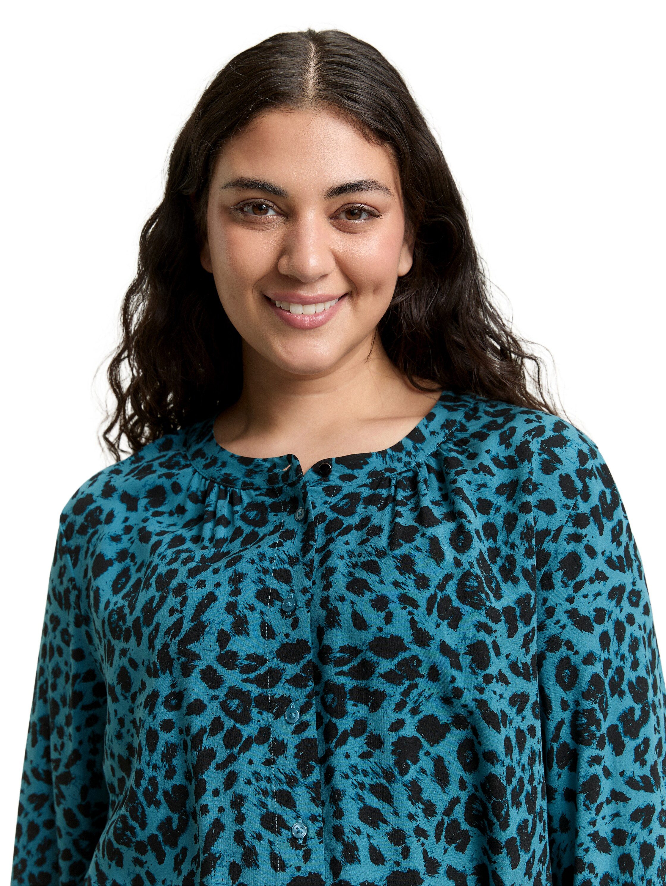 TOM TAILOR PLUS Klassische Bluse mit Leo-Print