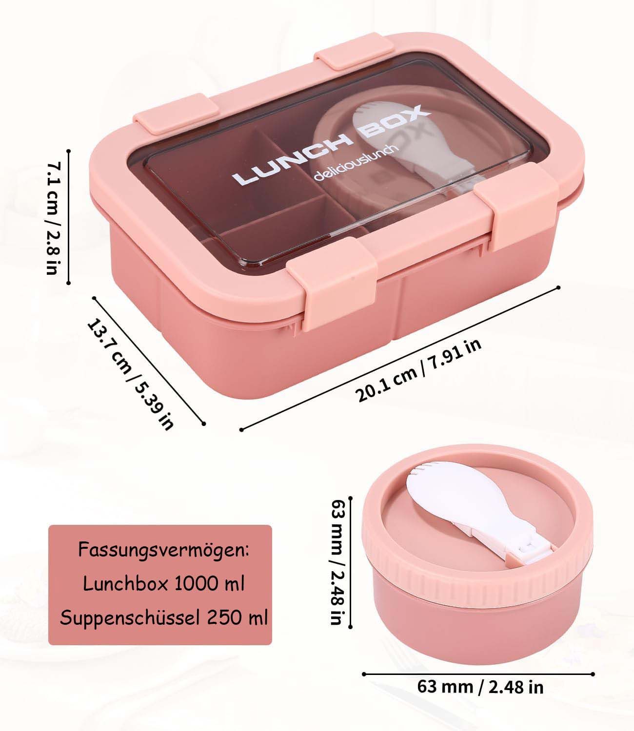 Agger Lunchbox für Kinder und Erwachsene, Brotdose mit Fächern – Bild 2 von 5