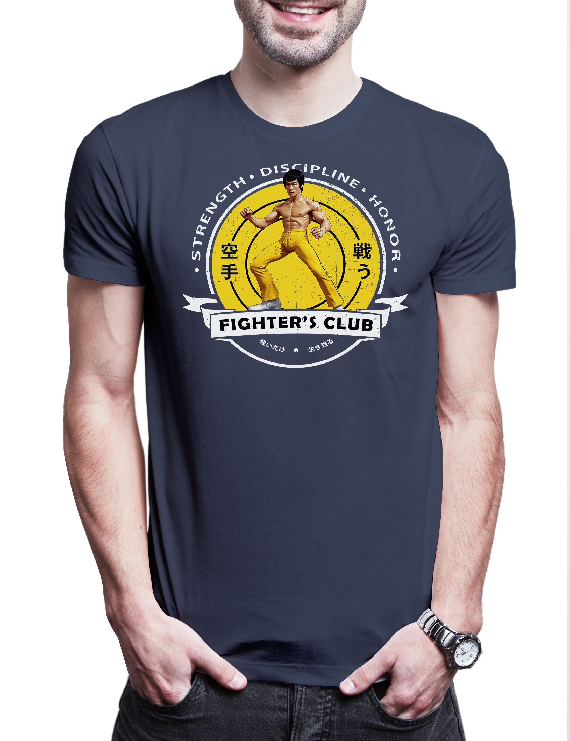 Print-Shirt Fighter's Club Lee II Herren T-Shirt Vintage Bruce Karate Kung Fu