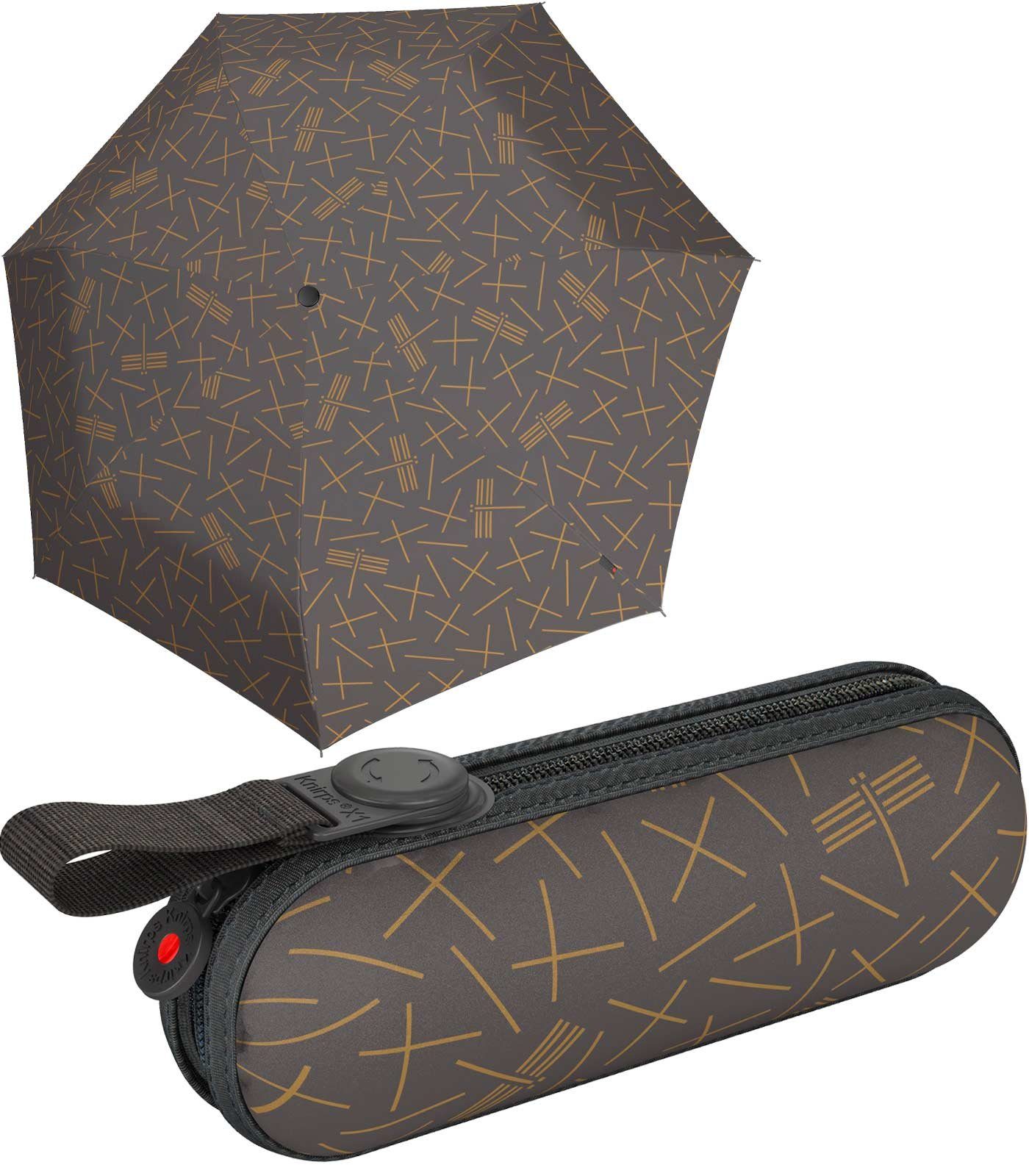 Damen, das Hard-Case-Etui geschützt Knirps® grau Taschenregenschirm kompakter leichter, für Schirm kleiner, gut durch