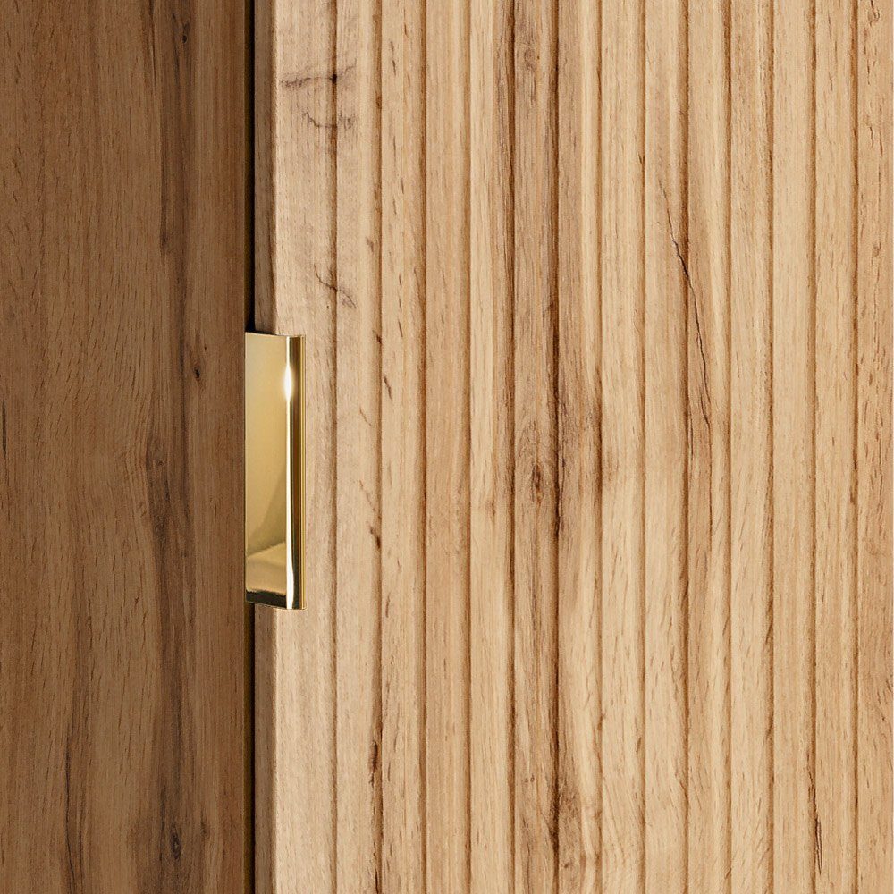 Lomadox Hochschrank ADELAIDE-56 Badezimmer 1-türig in Wotan Eiche gerillt, B/H/T: 35/140/25 cm
