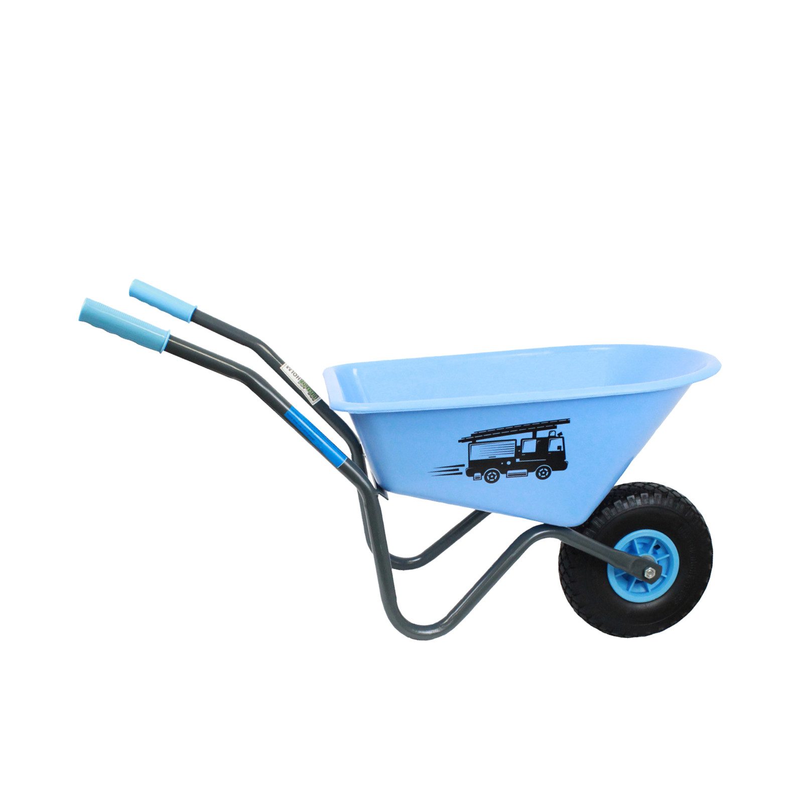 TRUTZHOLM Schubkarre Kinderschubkarre Feuerwehr Schiebkarre Metallschubkarre Gartenkarre, Blau,stabil,einfach zu montieren
