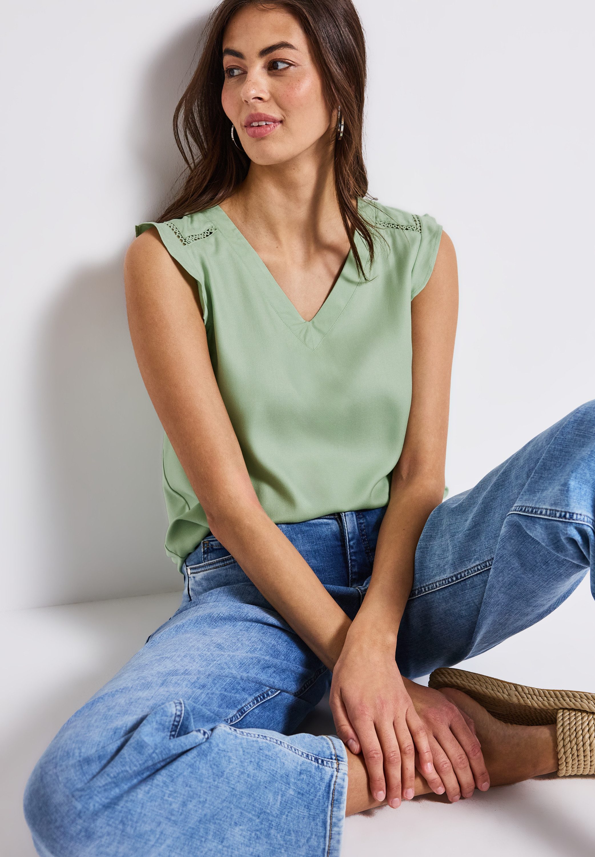 STREET ONE Shirttop mit Häkeldetails