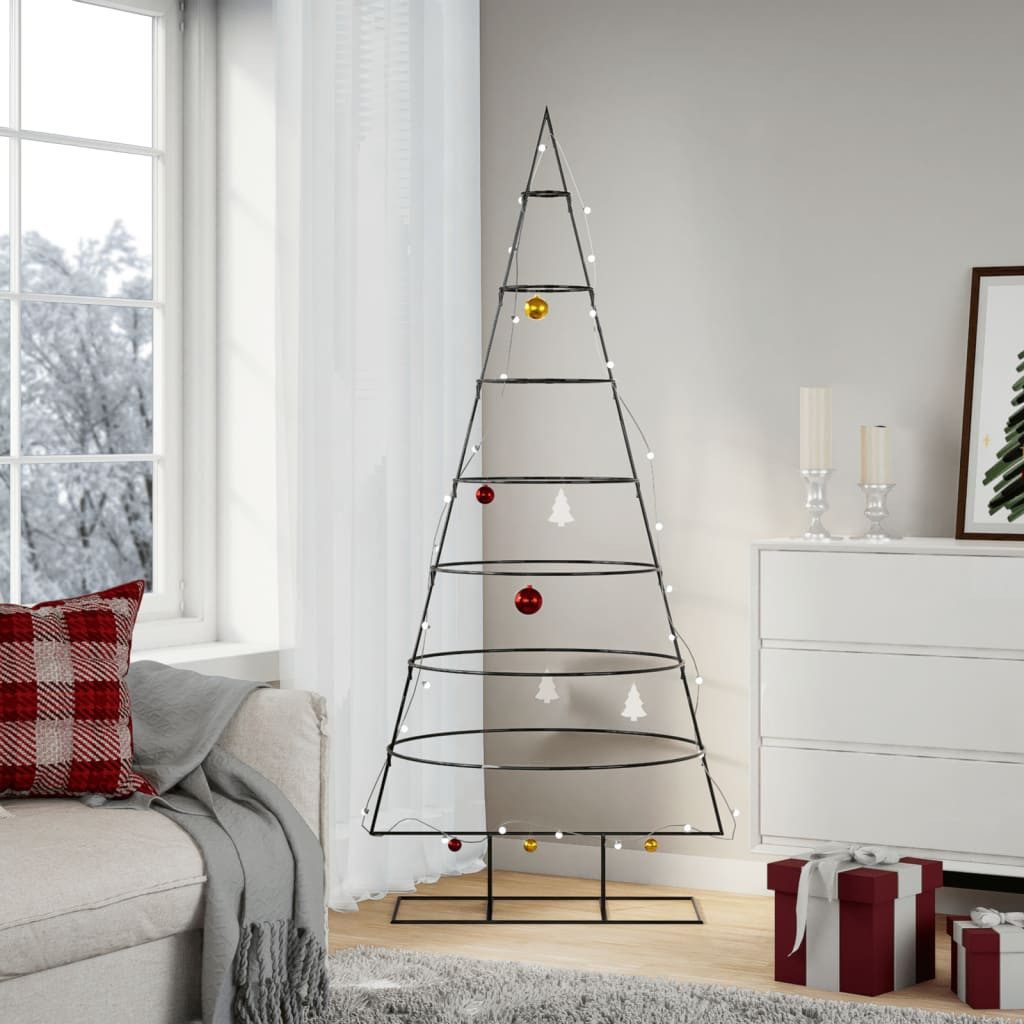 vidaXL Künstlicher Weihnachtsbaum 180 cm Metall-Weihnachtsbaum für Dekorationen Schwarz 180 cm