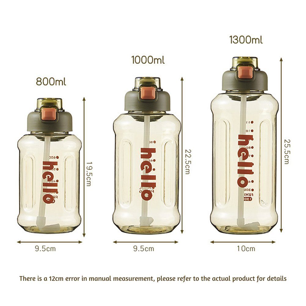 Blusmart Kapazität, Tragbarer Trinkflasche Griff, Hoher Mit Versiegelter, Trinkflasche yellow Stroh-Wasserbecher 1300ml