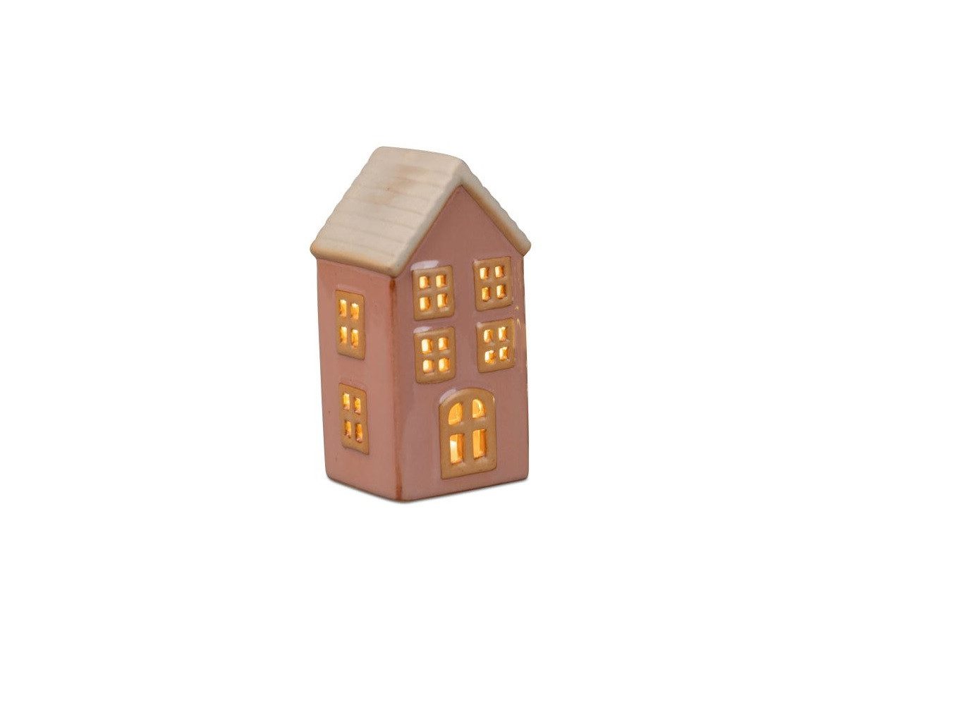 formano LED Windlicht Windlicht Haus mit LED 13 cm Porzellan Winter Weihnachten