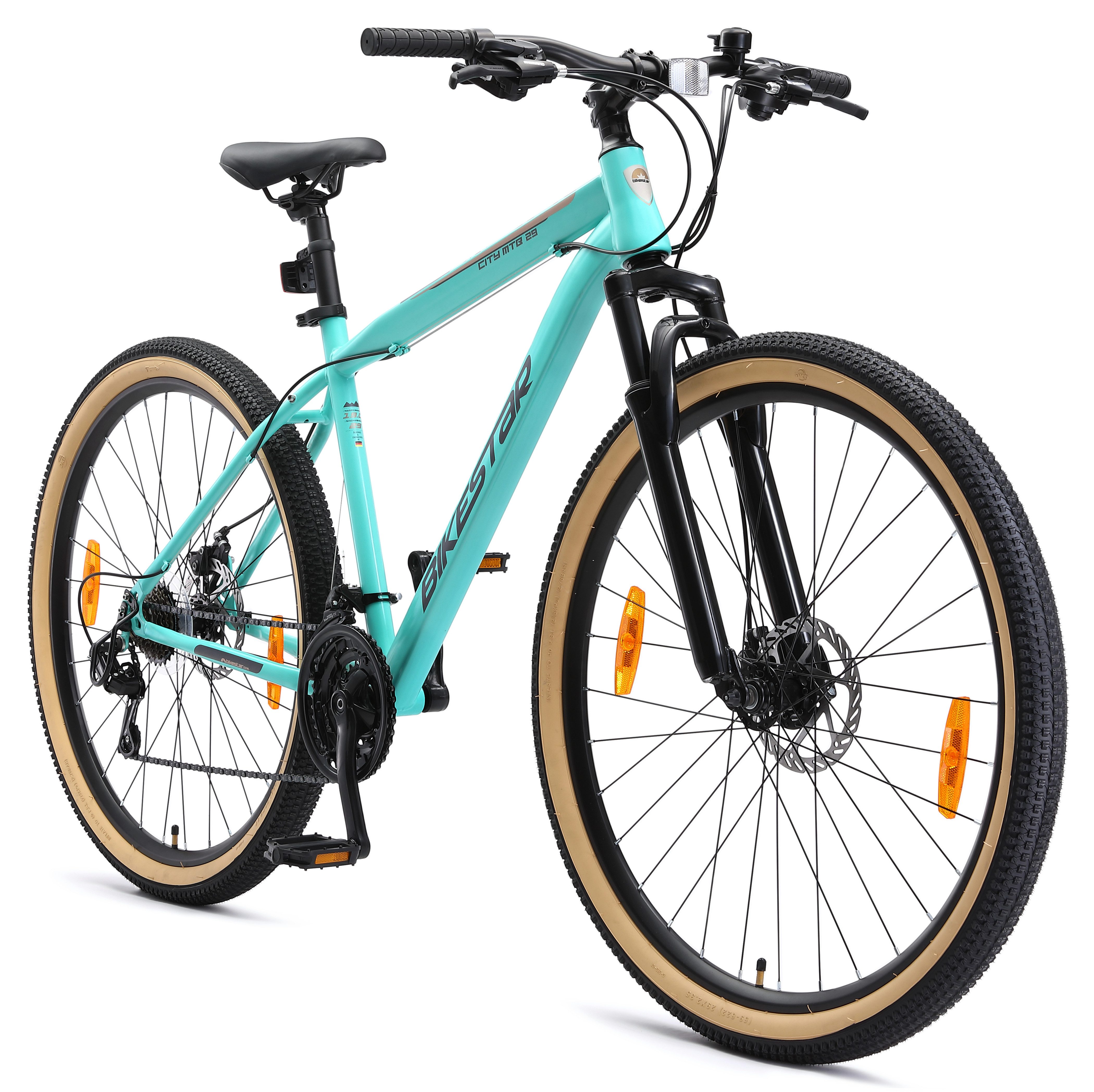 Bikestar 29 Zoll, ab 174 cm, Damen, Herren, 21 Gang Shimano Tourney RD-TY300 Schaltwerk, Kettenschaltung, Scheibenbremse, Rahmen 48 cm, Hardtail