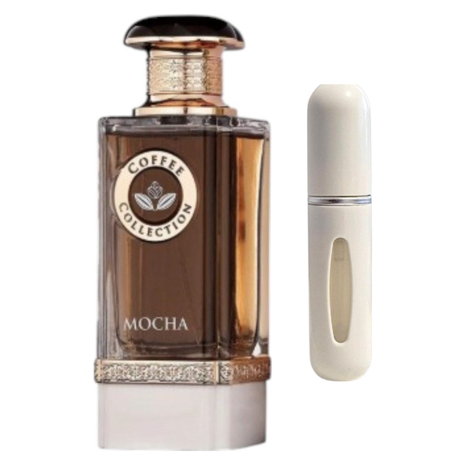 Fragrance World Duft-Set Mocha EDP – Gourmand mit Kaffee, Kakao & + Parfümzerstäuber (leer)