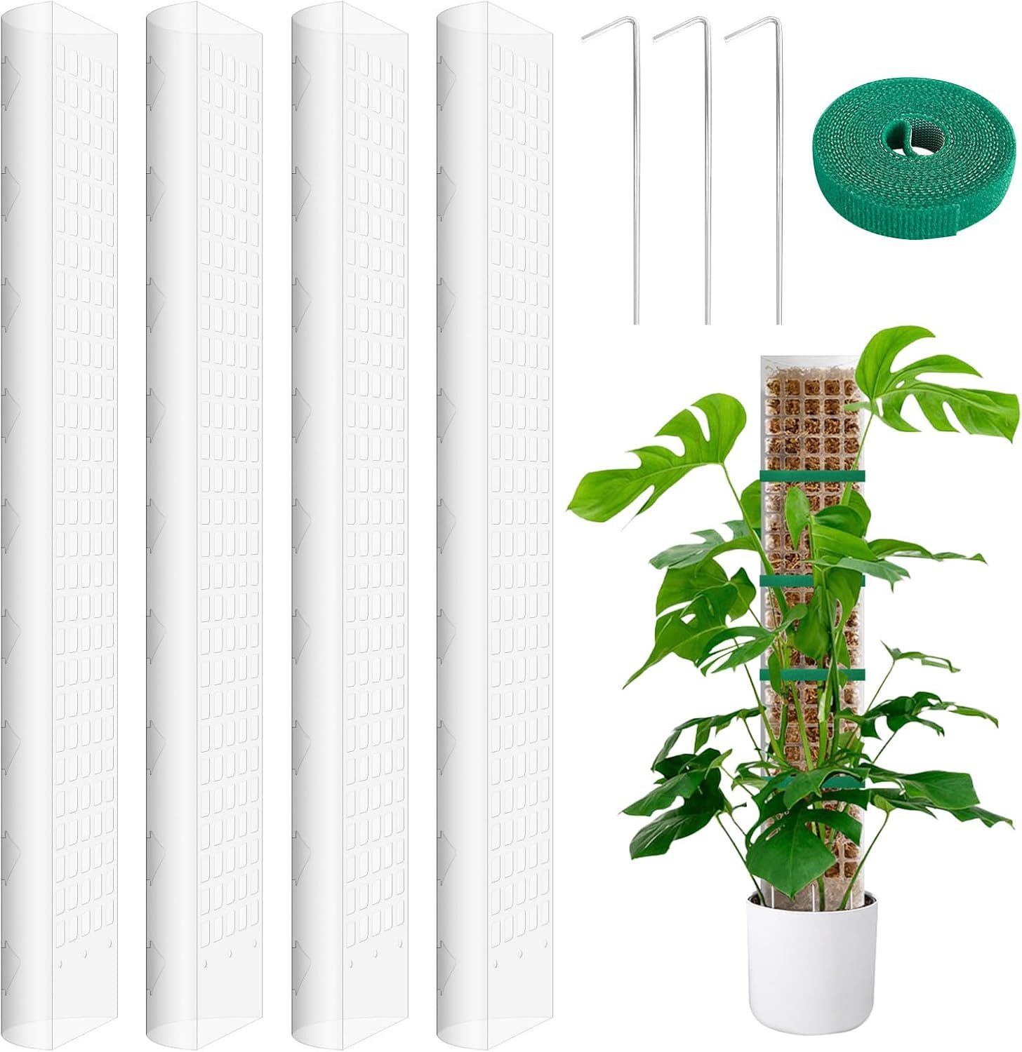 Kaket Rankhilfe Moosstab Rankhilfe für Monstera Stapelbare Transparent Rankhilfe, 4 St.