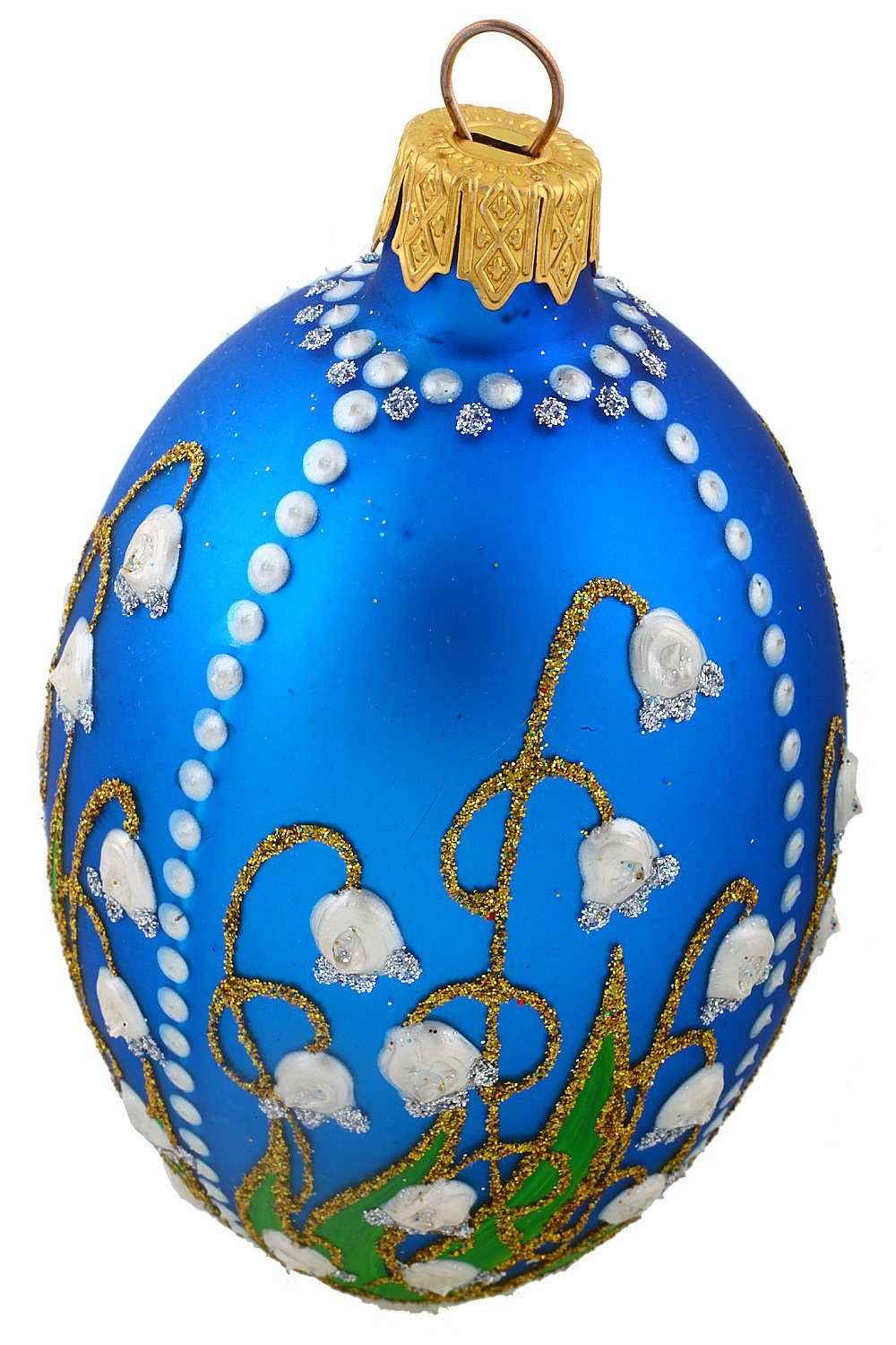 Hamburger Maiglöckchen (1-tlg), handdekoriert Weihnachtskontor - mundgeblasen - mit Osterei Dekohänger blau Osterhase