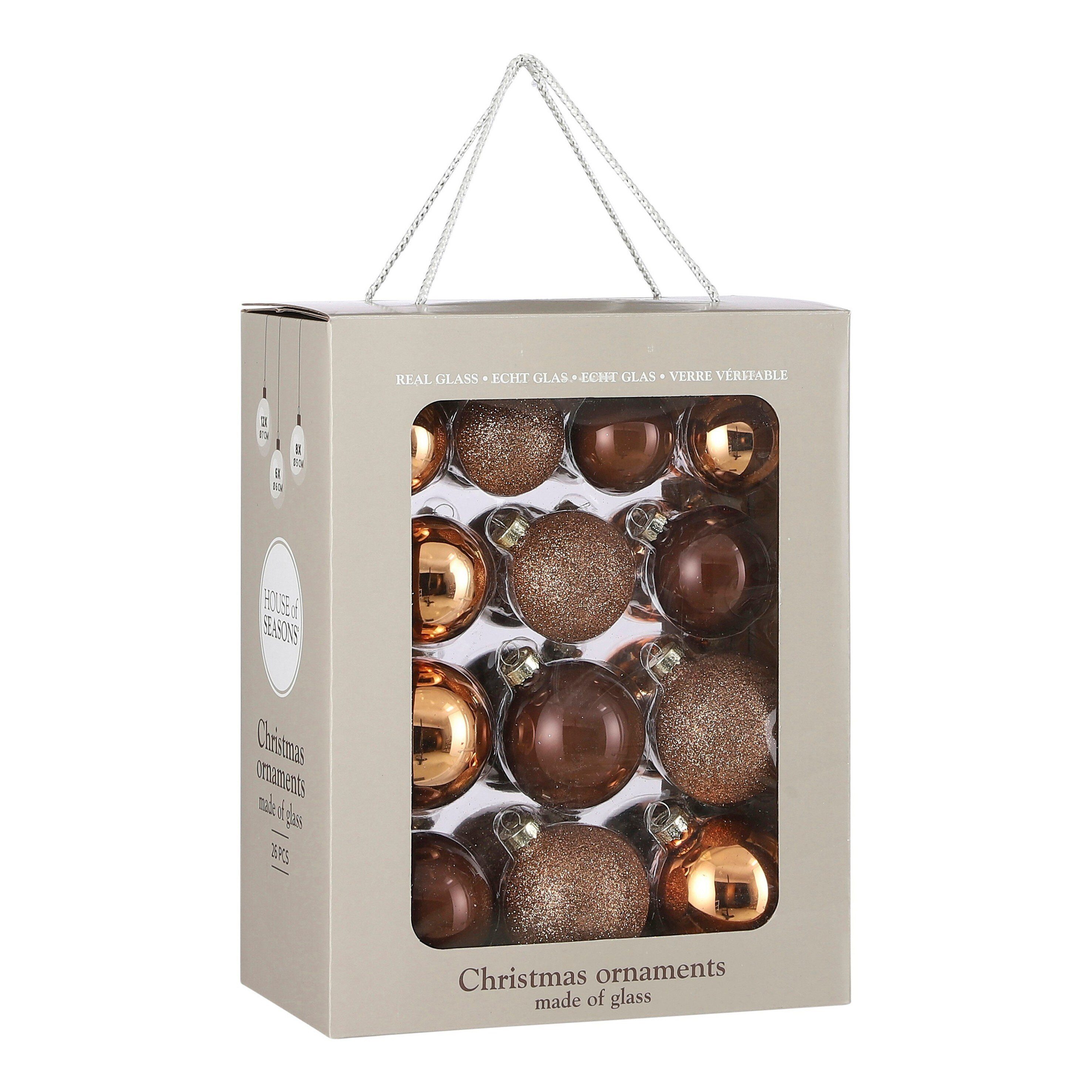 Mica Decorations Weihnachtsbaumkugel Mica Decorations Kugel glas braun 26 Stueck - d7cm