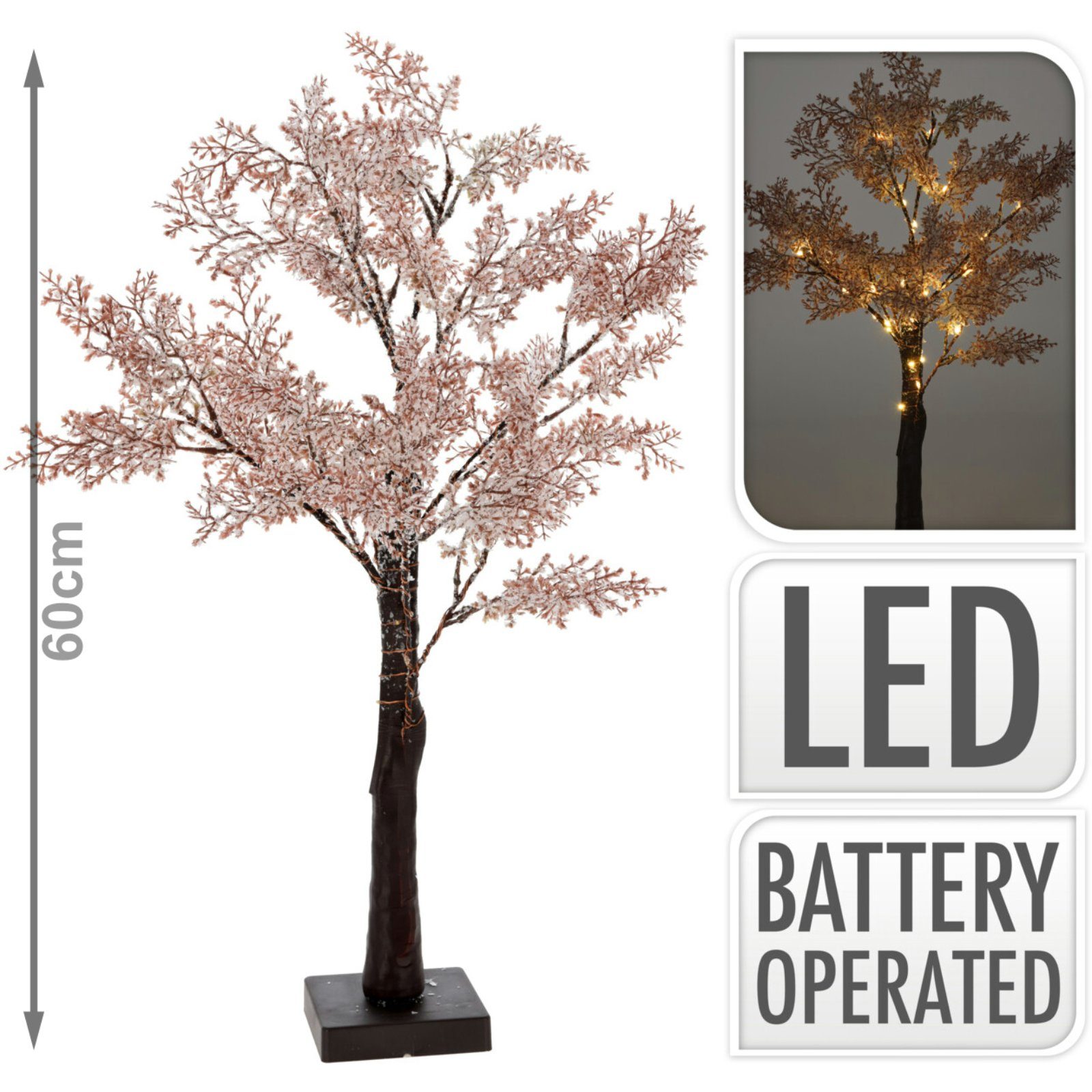 AGENCIES 60cm Warmweiß, Warmweiß IMPORT 29 LED LED´s Ambiance Höhe: Rosa Batteriebetrieben LED integriert, A800, SELF Baum fest