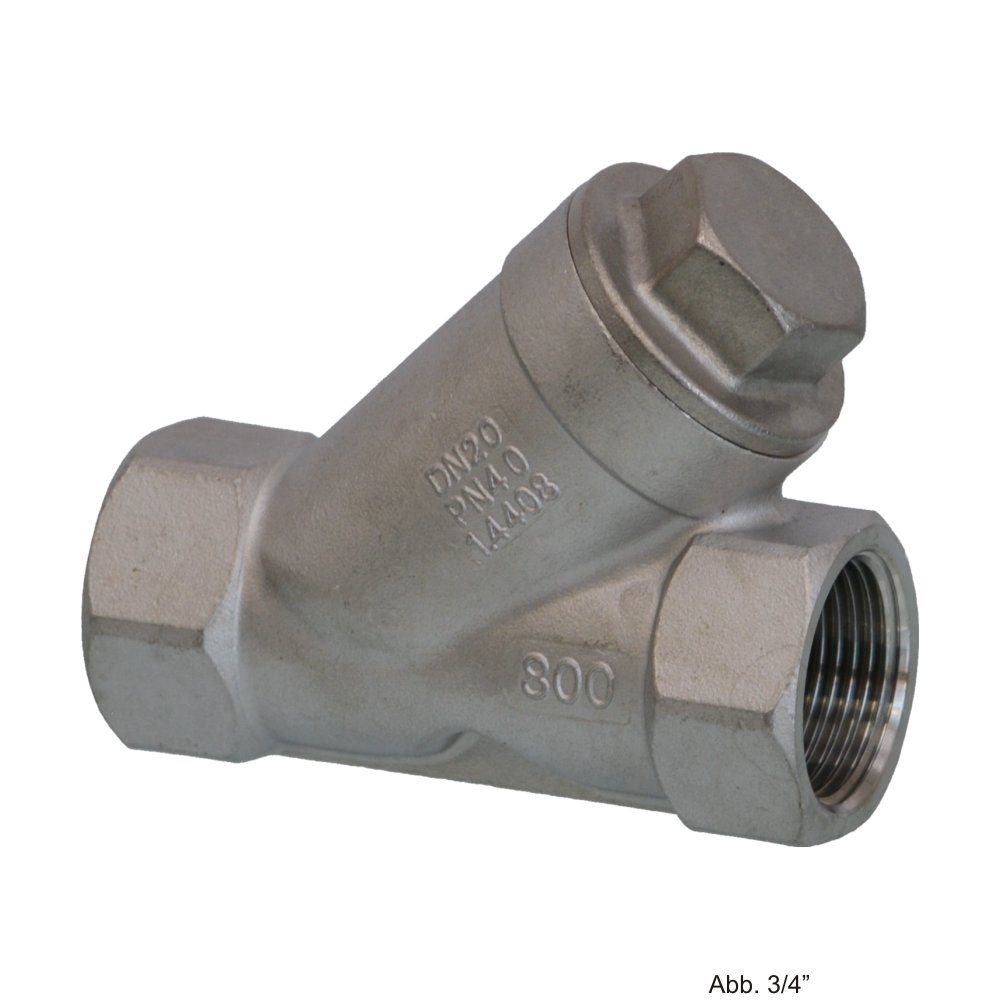 bevo Wasserrohr Schrägsitz-Rückschlagventil mit 1/2" IG, 40 bar, Edelstahl 316