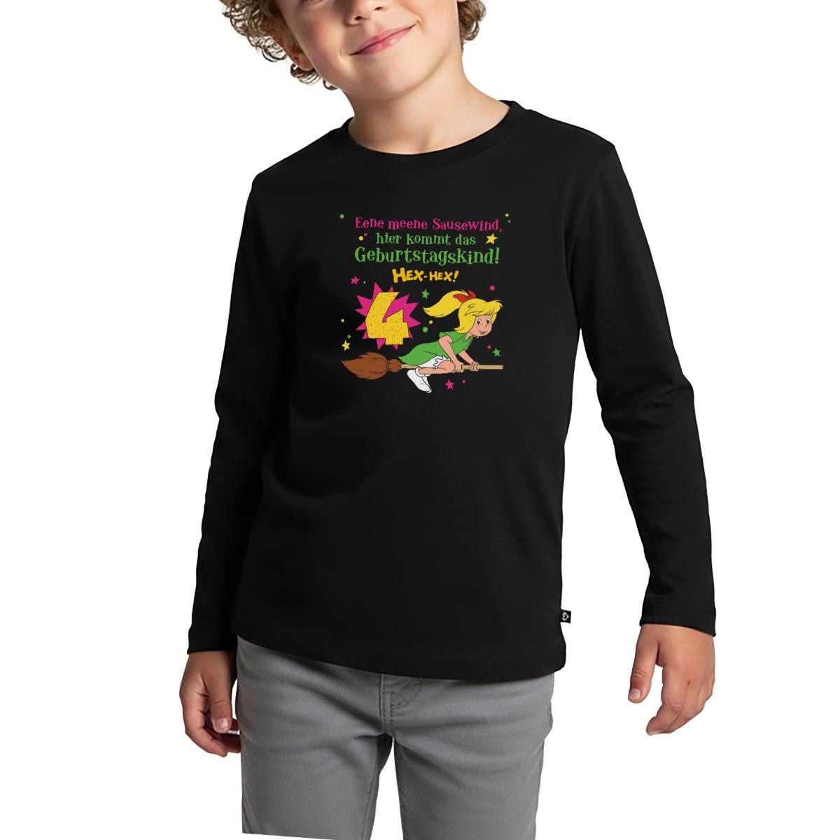Spreadshirt T-Shirt Bibi Blocksberg Geburtstagsdesign 4 Jahre Kinder Premium Langarmshirt (1-tlg)