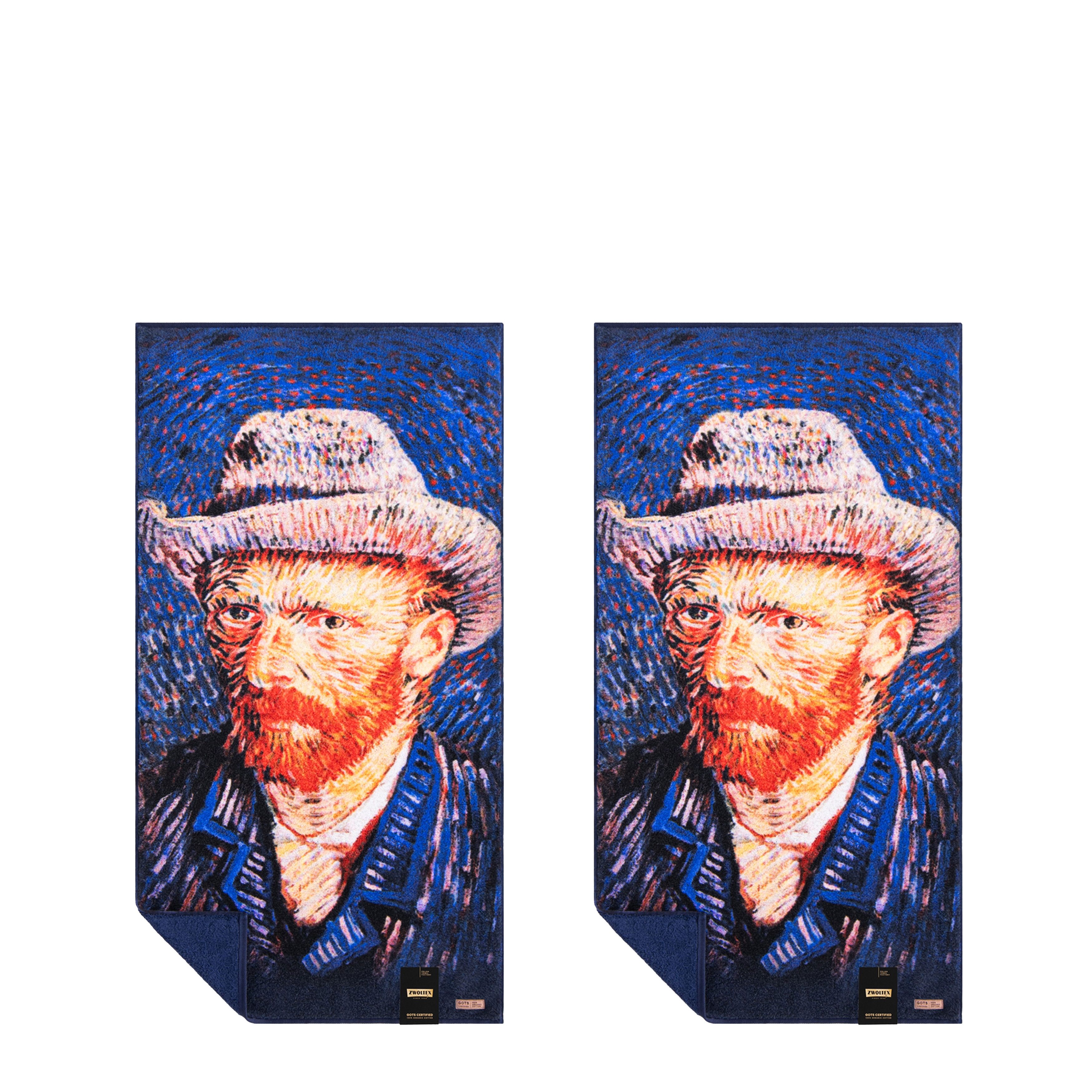 Zwoltex Handtücher Van Gogh Selbstbildnis Gästehandtuch Set 600 g/m² bedruckt, (50x100 cm 60° waschbar OEKO-TEX 100% GOTS Baumwolle Trockner), Hochwertig bedrucktes Baumwollhandtuch mit Motiv
