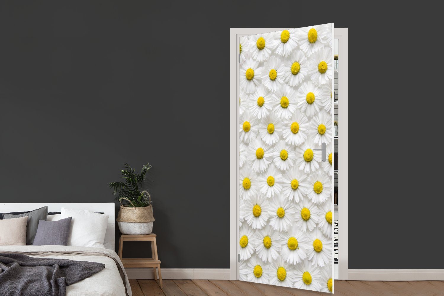 bedruckt, Muster Ein (1 Türtapete MuchoWow 75x205 cm florales Gänseblümchen, aus St), für Matt, Tür, Türaufkleber, Fototapete