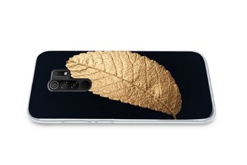 MuchoWow Handyhülle Gold - Blätter - Schwarz - Pflanzen - Luxus - Natur, Phone Case, Handyhülle Xiaomi Redmi 9, Silikon, Schutzhülle